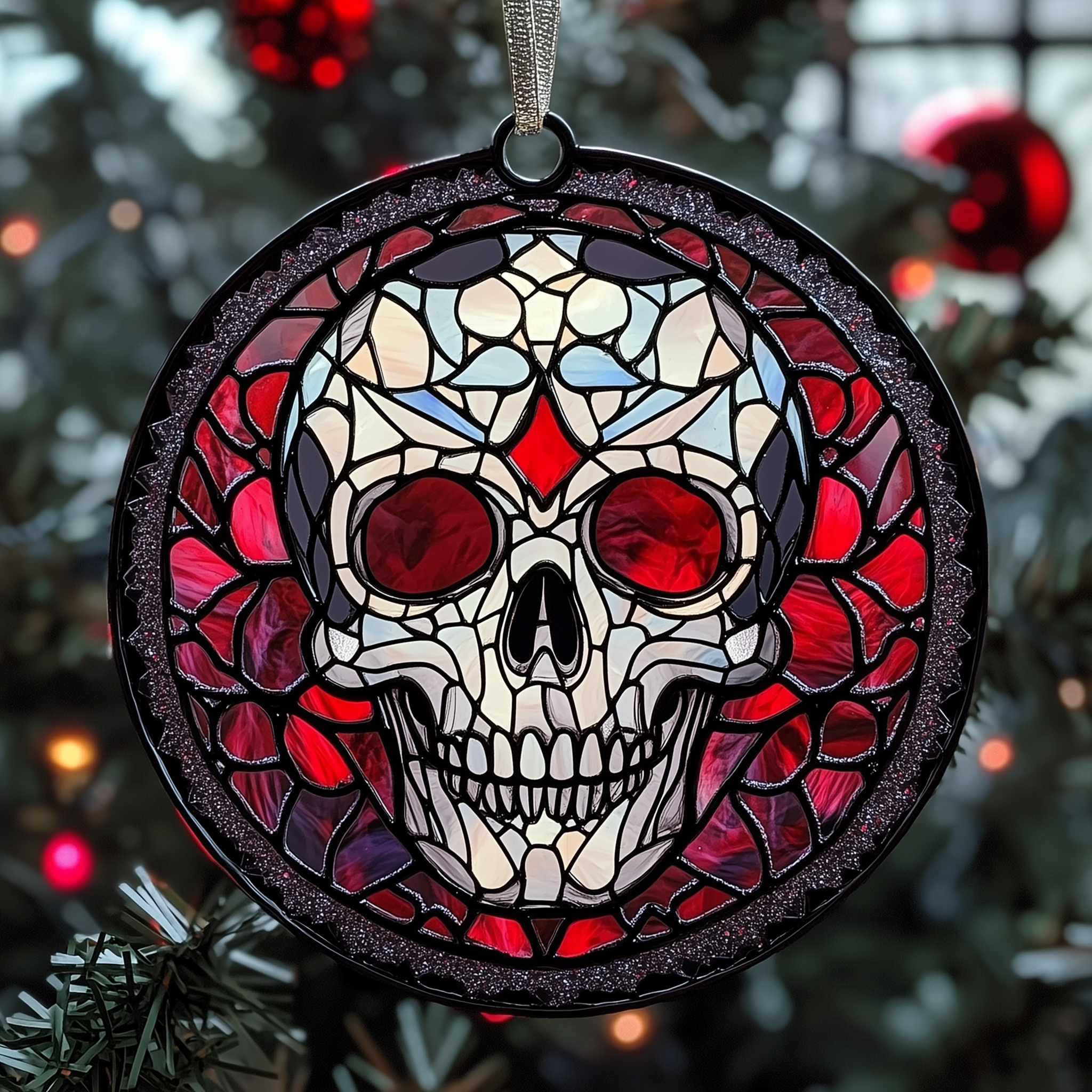 Elegant Skull Mica Ornament Vintage Gothic Christmas Ornament Gifts For People Who Like Skulls