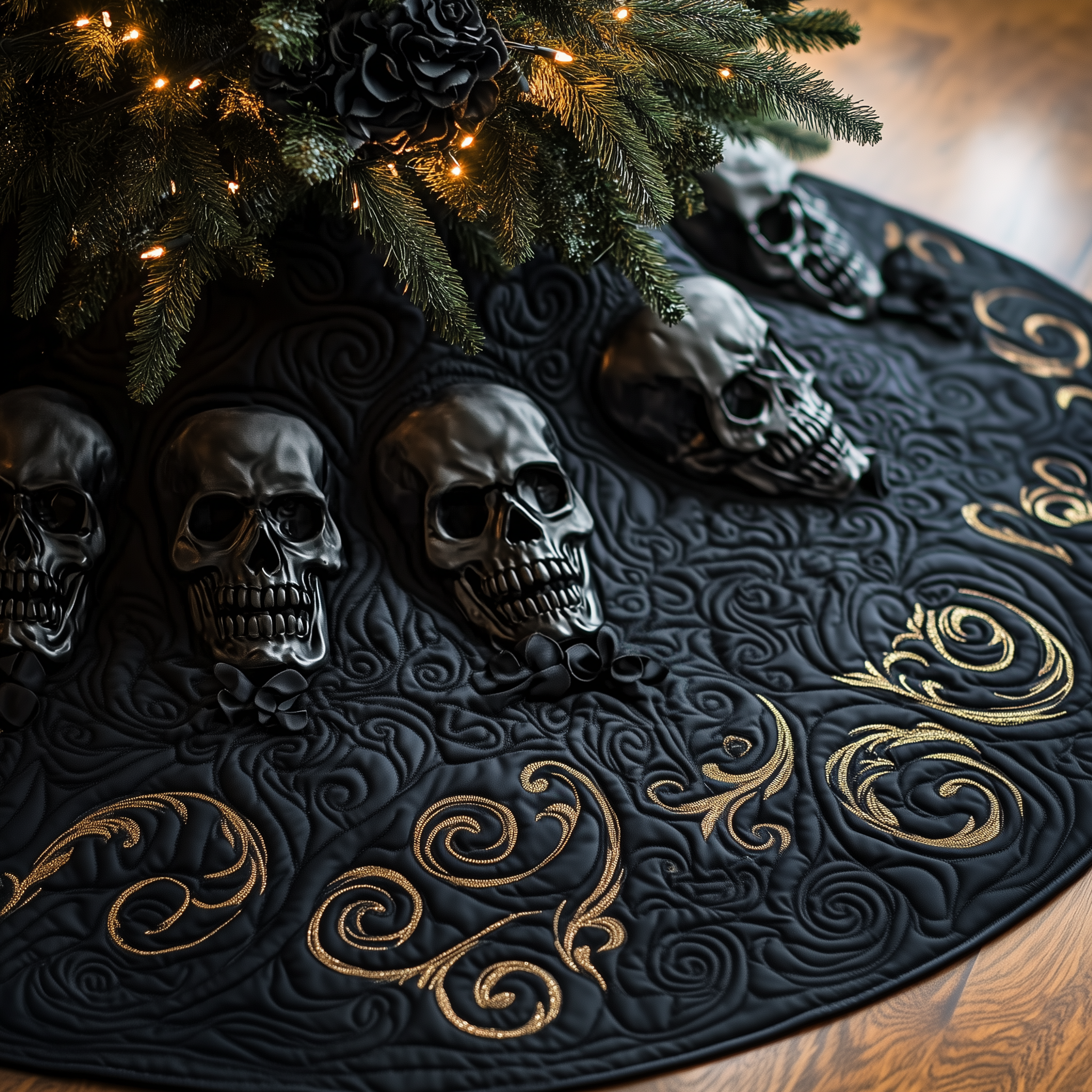 Elegant Skull Quilted Tree Skirt Best Christmas Tree Skirts Holiday Xmas Gift Ideas For For Family