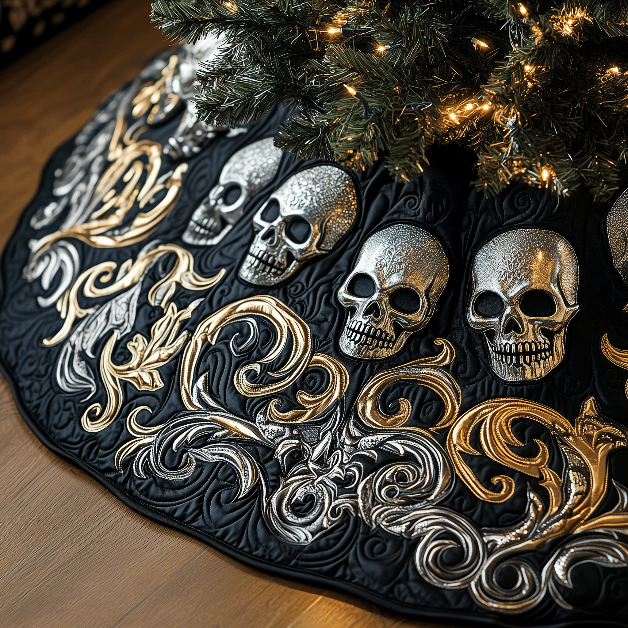 Elegant Skull Quilted Tree Skirt Christmas Tree Skirt Best Womens Christmas Gift Ideas Cute Christmas Decor Good Christmas Presents For Mom