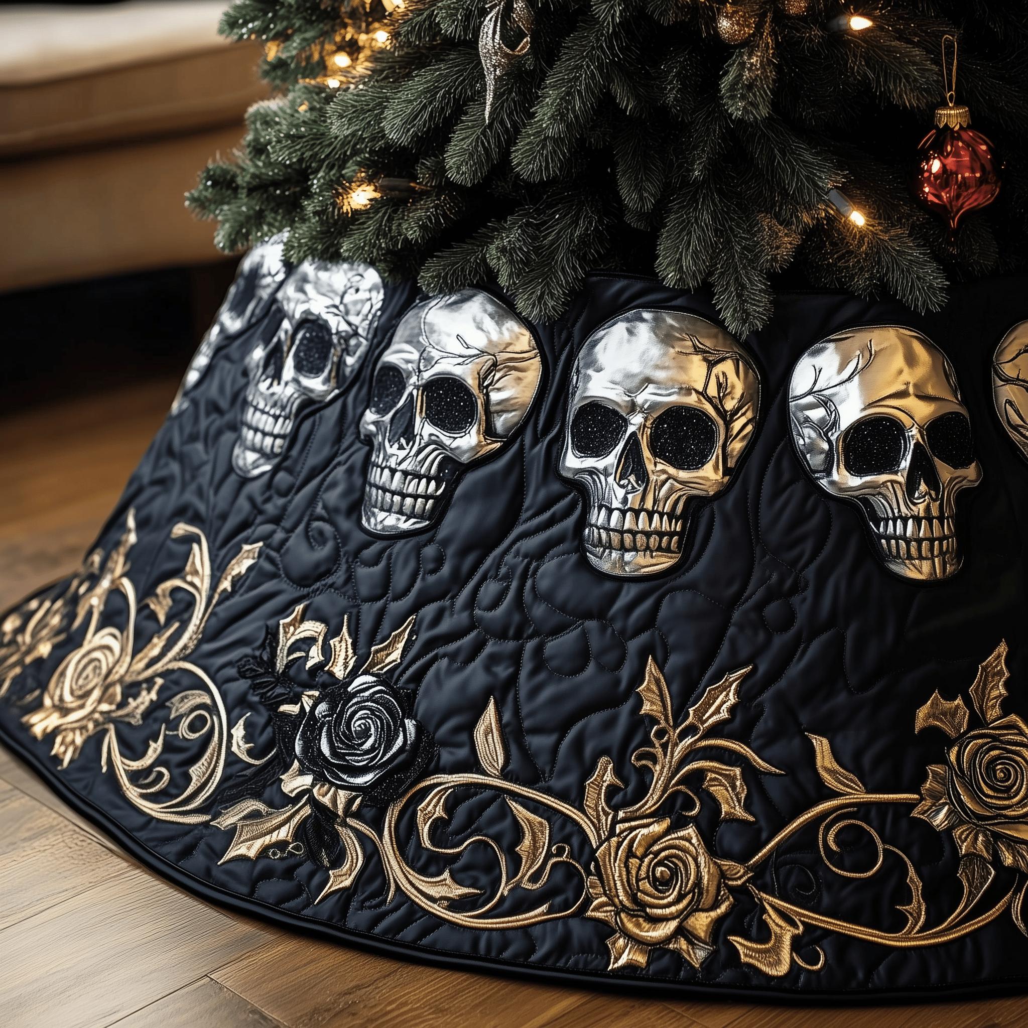 Elegant Skull Quilted Tree Skirt Christmas Tree Skirt Christmas Gift Ideas For Brother In Law