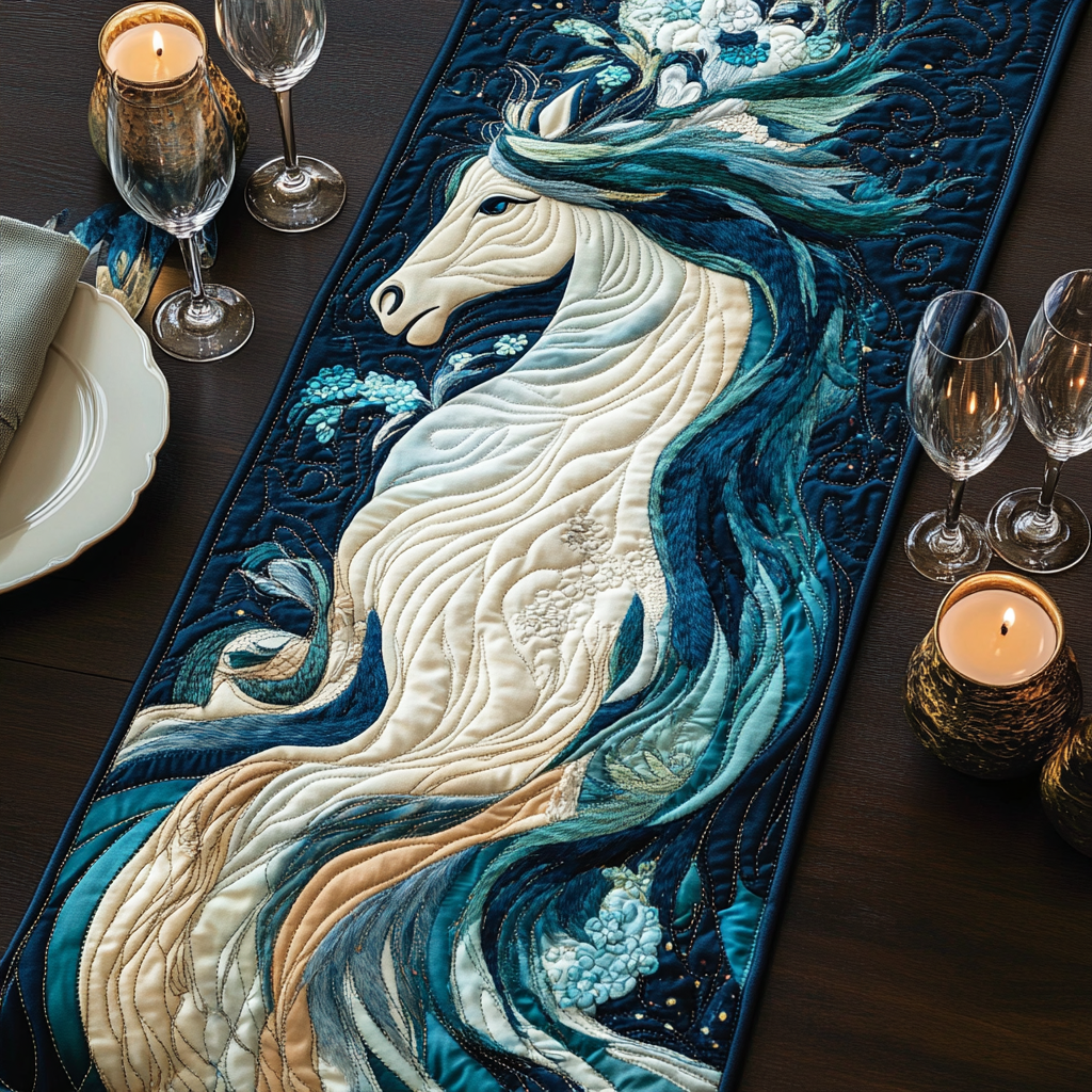 Elegant Stride Quilted Table Runner Holiday Dining Table Decor Horse Related Presents