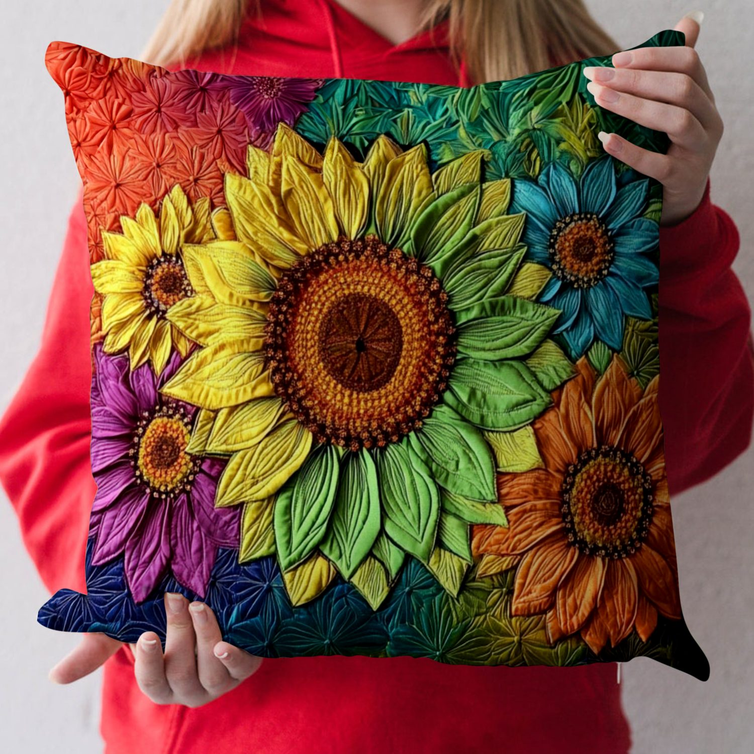 Elegant Sunflowers Quilted Pillow Case Home Decor Pillow Covers Sunflower Birthday Gifts