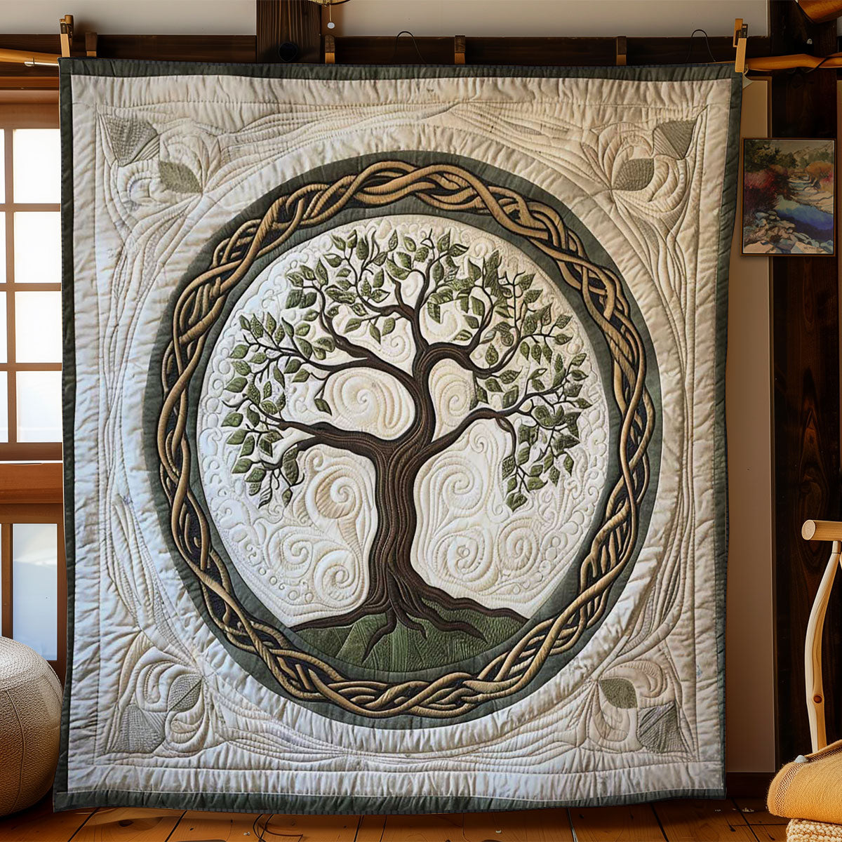 Elegant Tree Of Life Quilt Unique Holiday Gift Idea with Quilt Blanket
