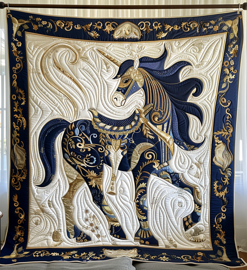 Elegant Unicorn Quilted Blanket Gifts For Horse Trainers