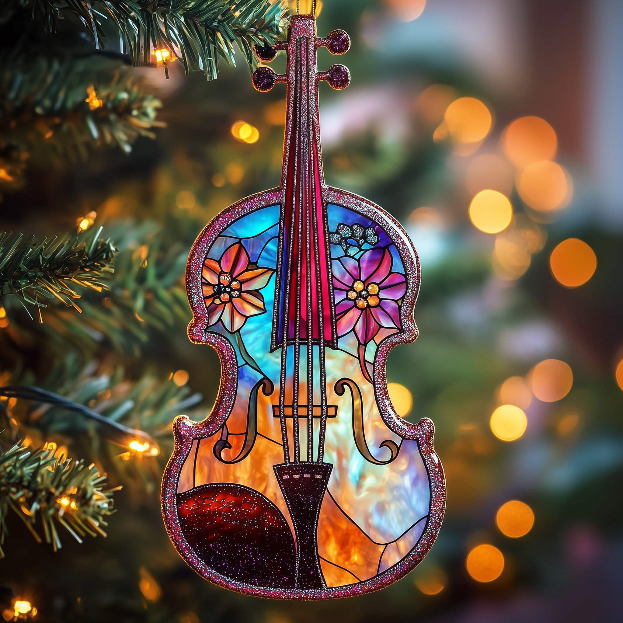 Elegant Violin Acrylic Suncatcher Ornament Christmas Ornament for Mom