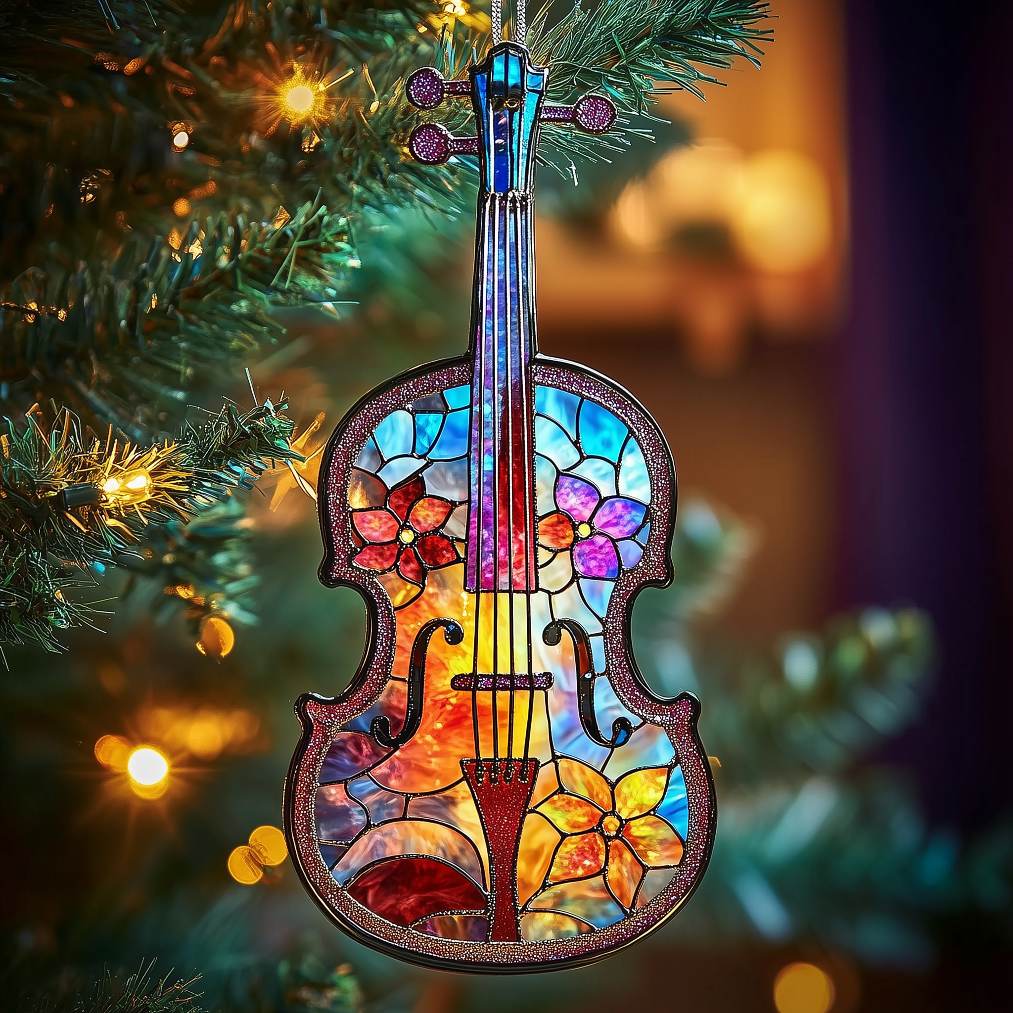 Elegant Violin Mica Ornament Celebrate Luxury with Exclusive Holiday Decor
