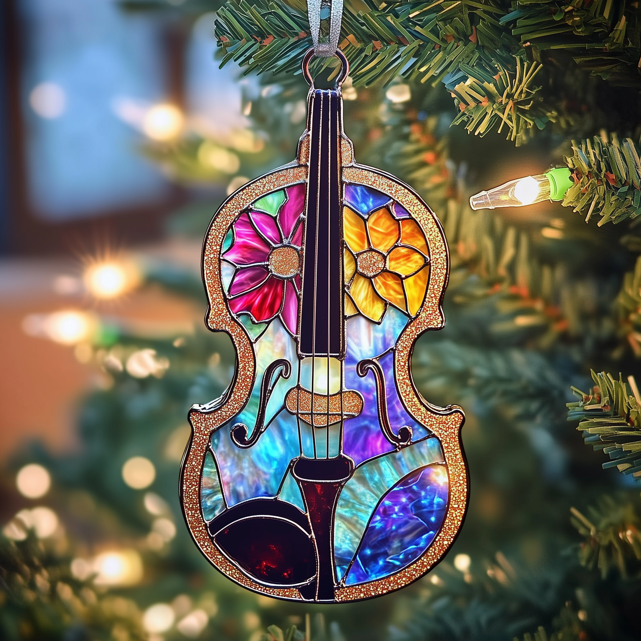 Elegant Violin Mica Ornament Musical Christmas Ornament Perfect Gift For Family And Friends