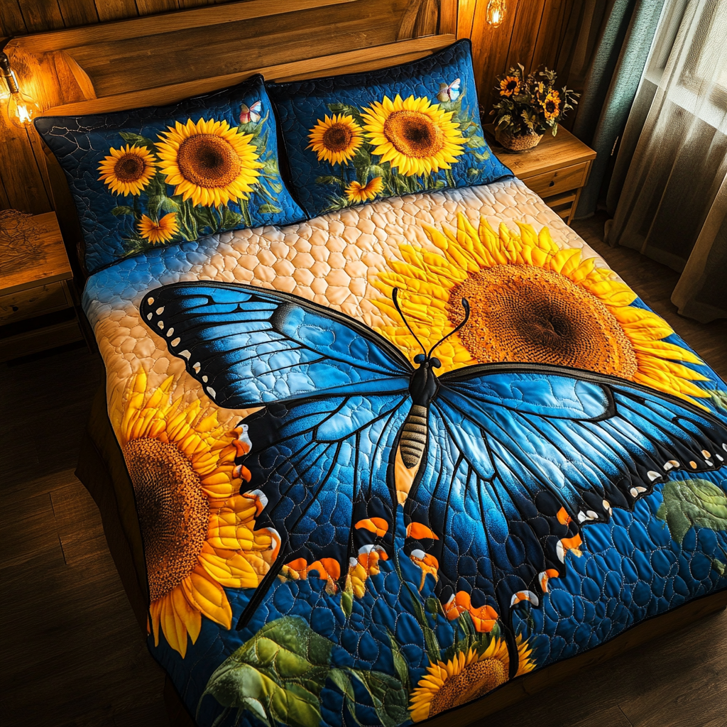 Elegant Wings Quilted Bedding Set Cute Bedroom Decor Butterfly Gift Ideas Birthday
