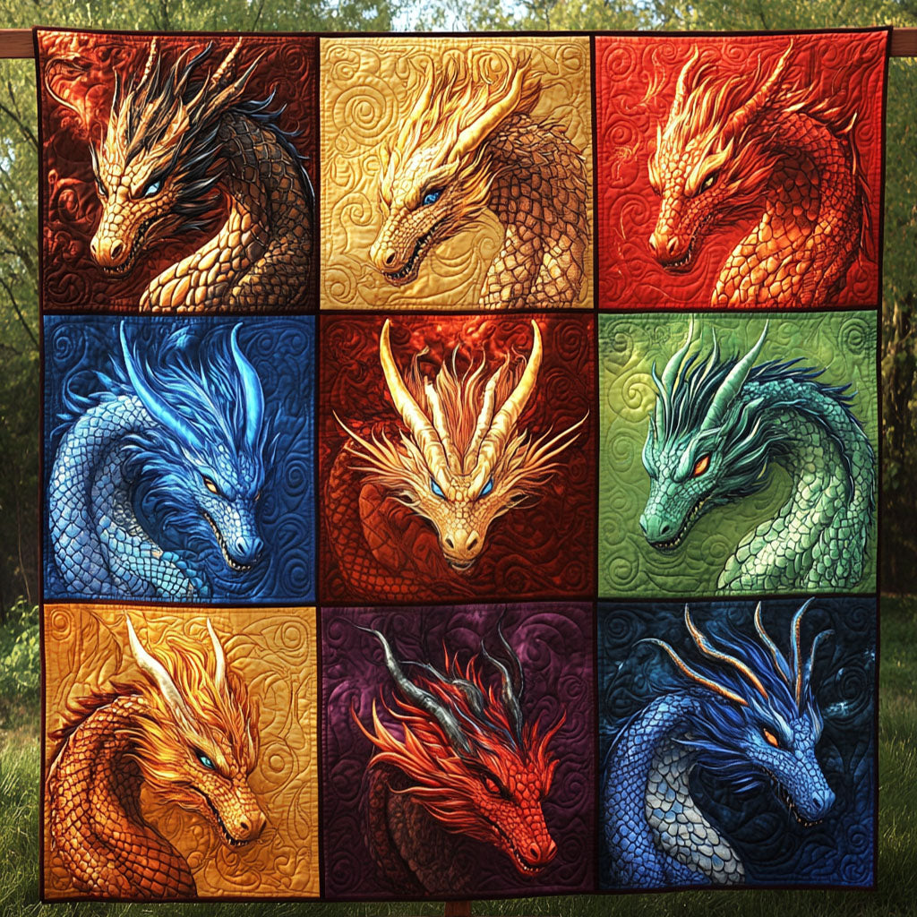 Elemental Dragons Quilted Blanket Best Couch Throw Blanket Great Dragon Lover Gift Ideas