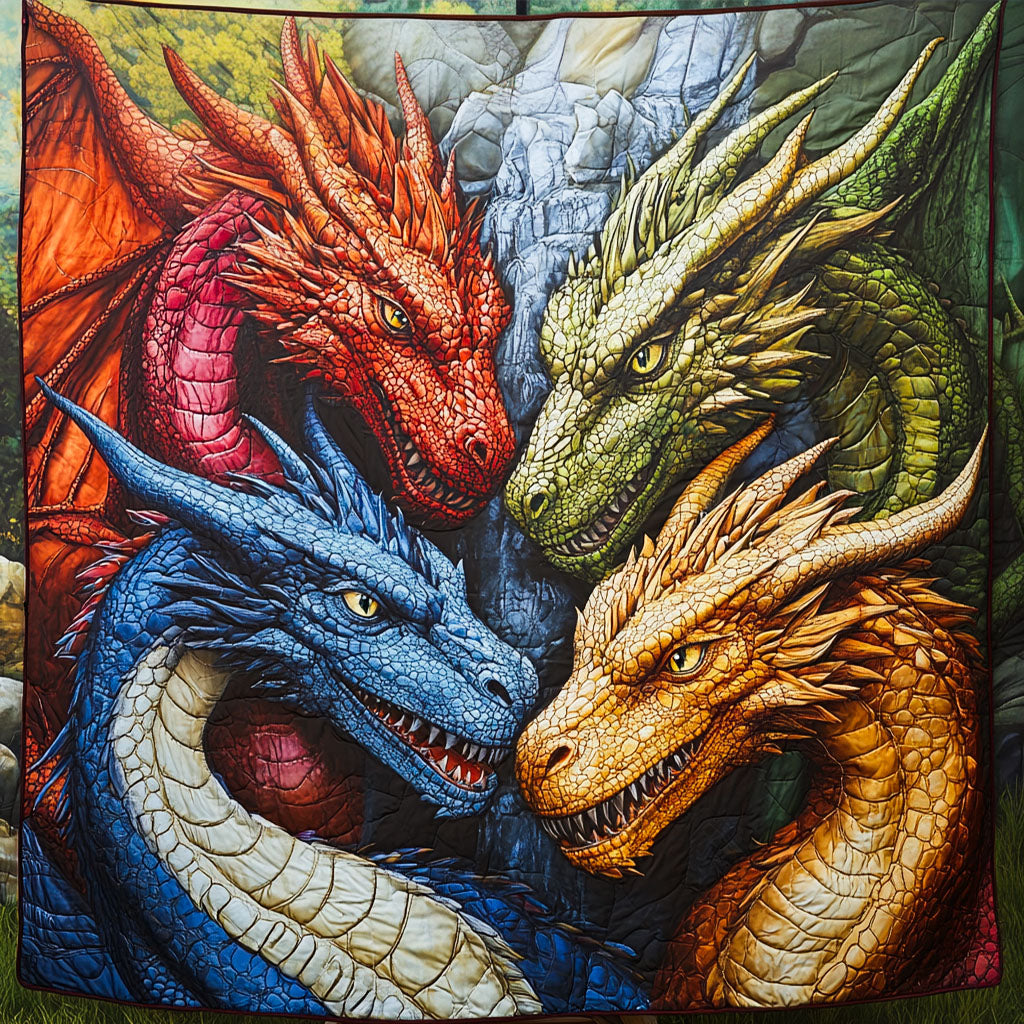 Elemental Fury Quilted Blanket Bedroom Xmas Decor Unique Best Gifts For DragonLovers