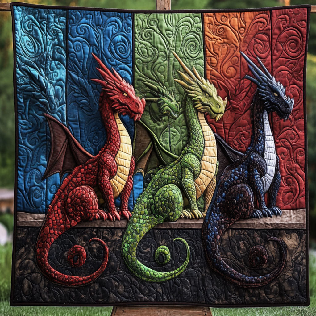 Elemental Guardians Quilted Blanket Cute Throw Blanket Dragon Presents For Men