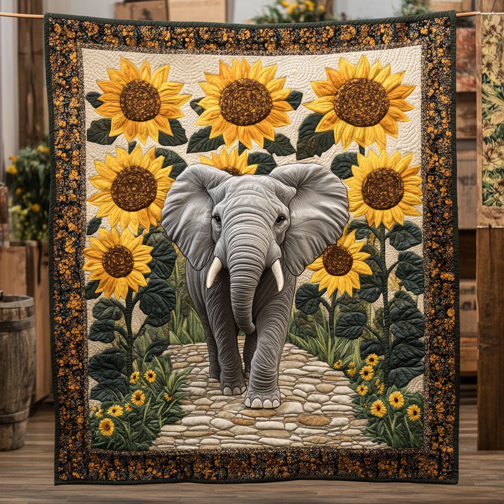 Elephant & Sunflower Quilt Blanket Christian Christmas Throws Unique Christian Gifts For Him