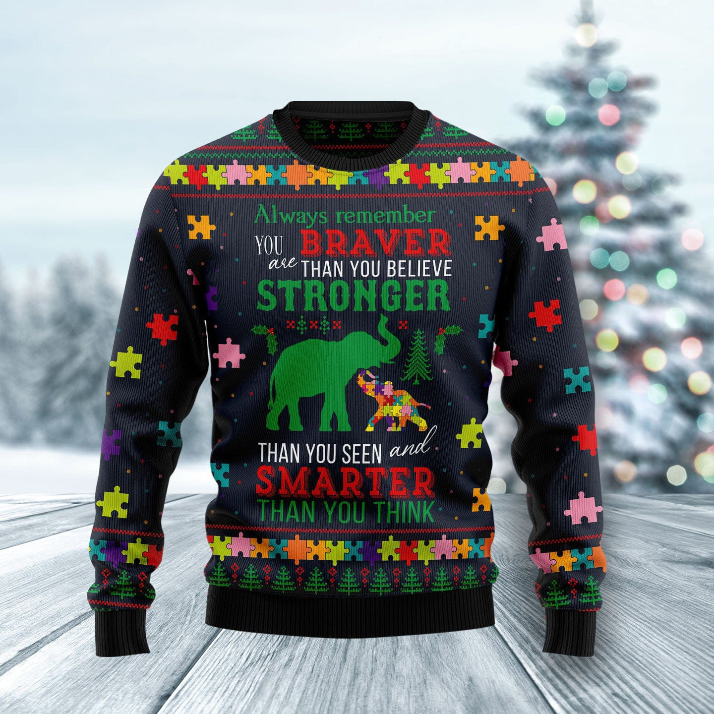 Elephant Autism Awareness Ugly Xmas Sweaters Cute Xmas Apparel Gift For Elephant Lovers