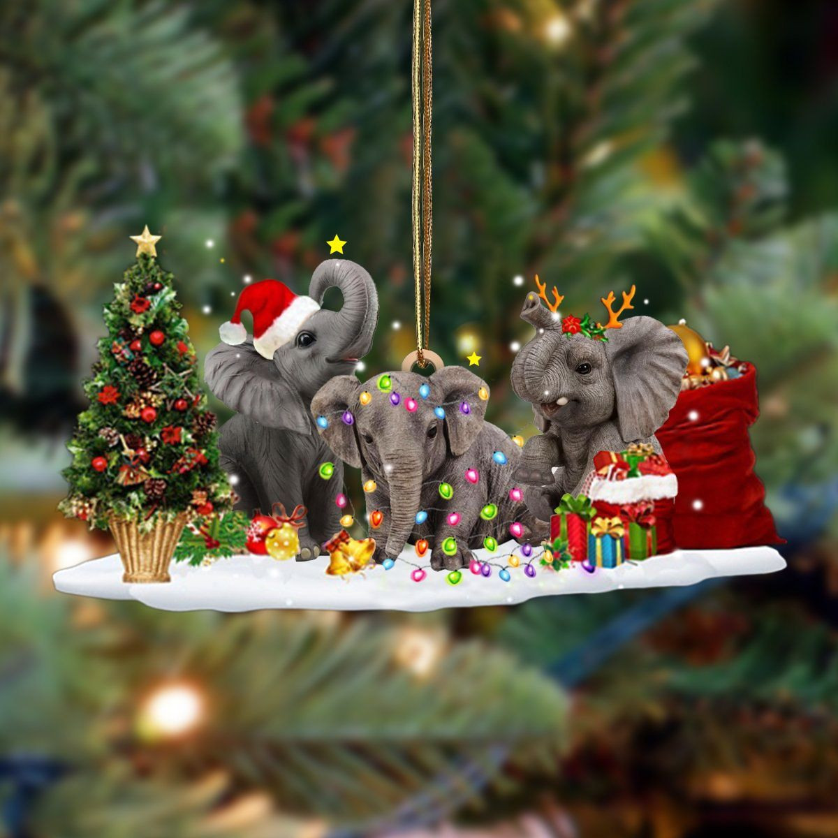 Elephant Christmas Ornament Xmas Holiday Cute Ornament For Christmas Tree 2024 Decorating