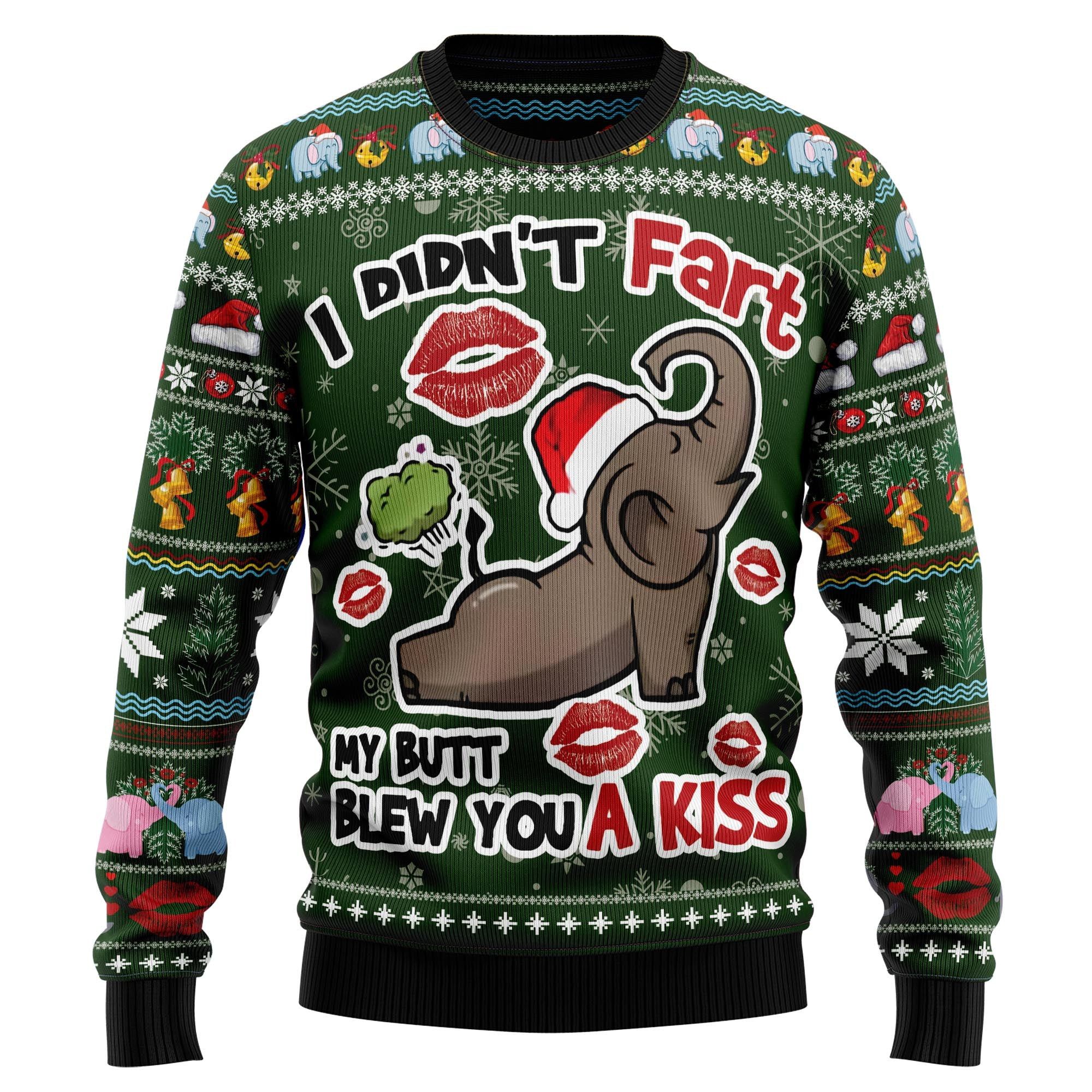 Elephant Didn't Fart My Butt Blew You Kiss Ugly Christmas Sweater