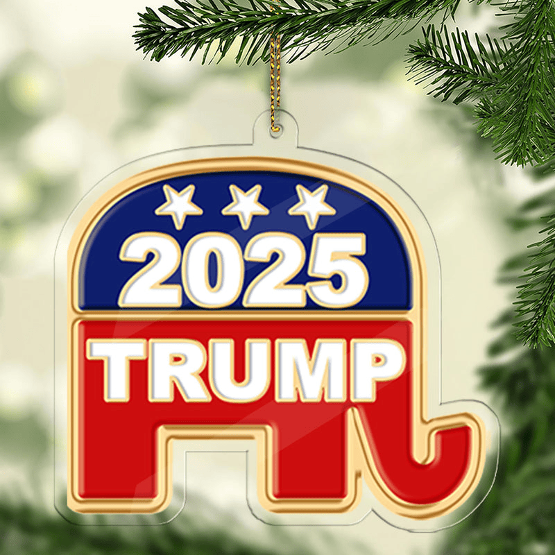 Elephant Donald Trump Acrylic Ornament Patriotic USA Flag Design Christmas Ornament