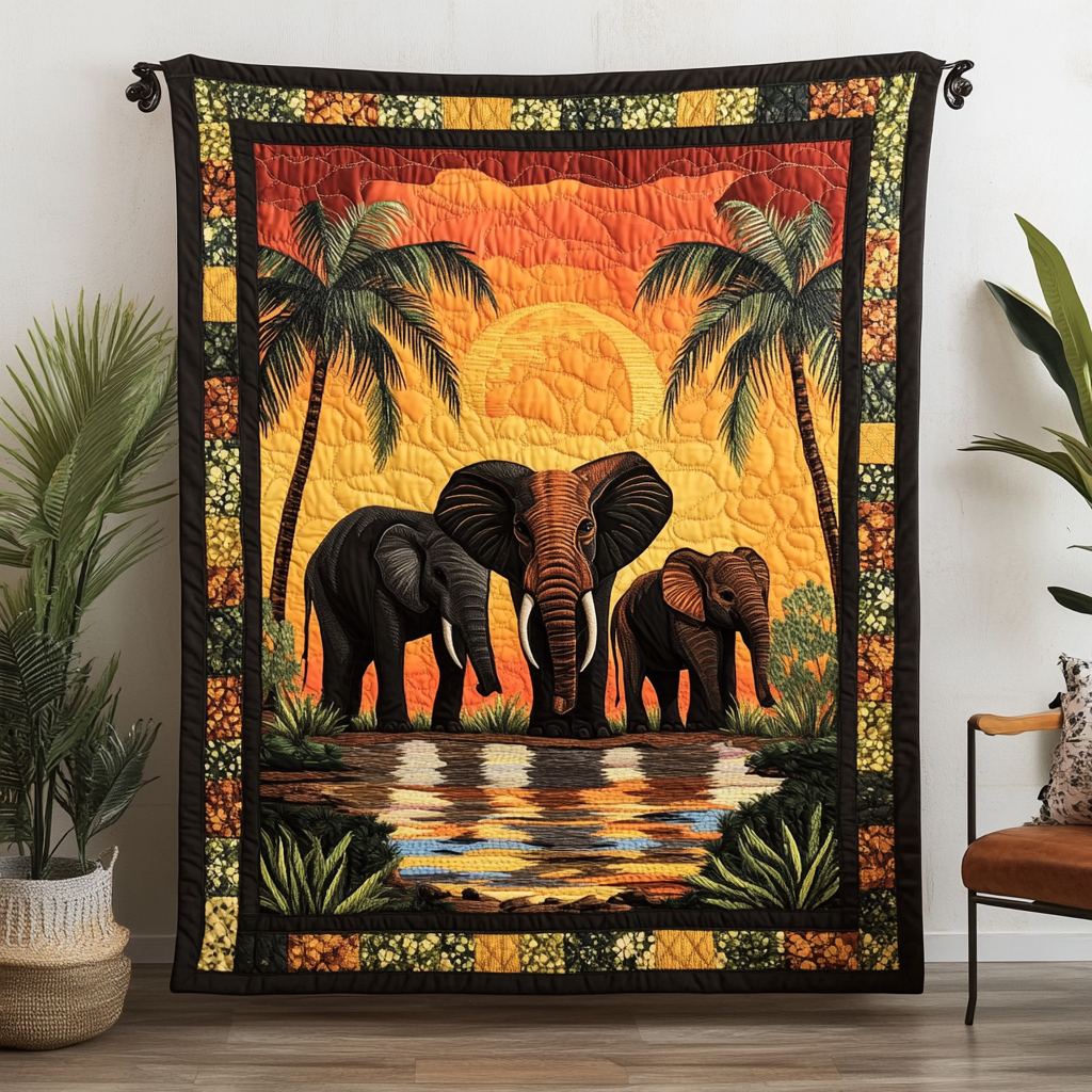 Elephant Dreams Quilted Blanket Sofa Couch Throw Blanket Christmas Gift For Elephant Lovers