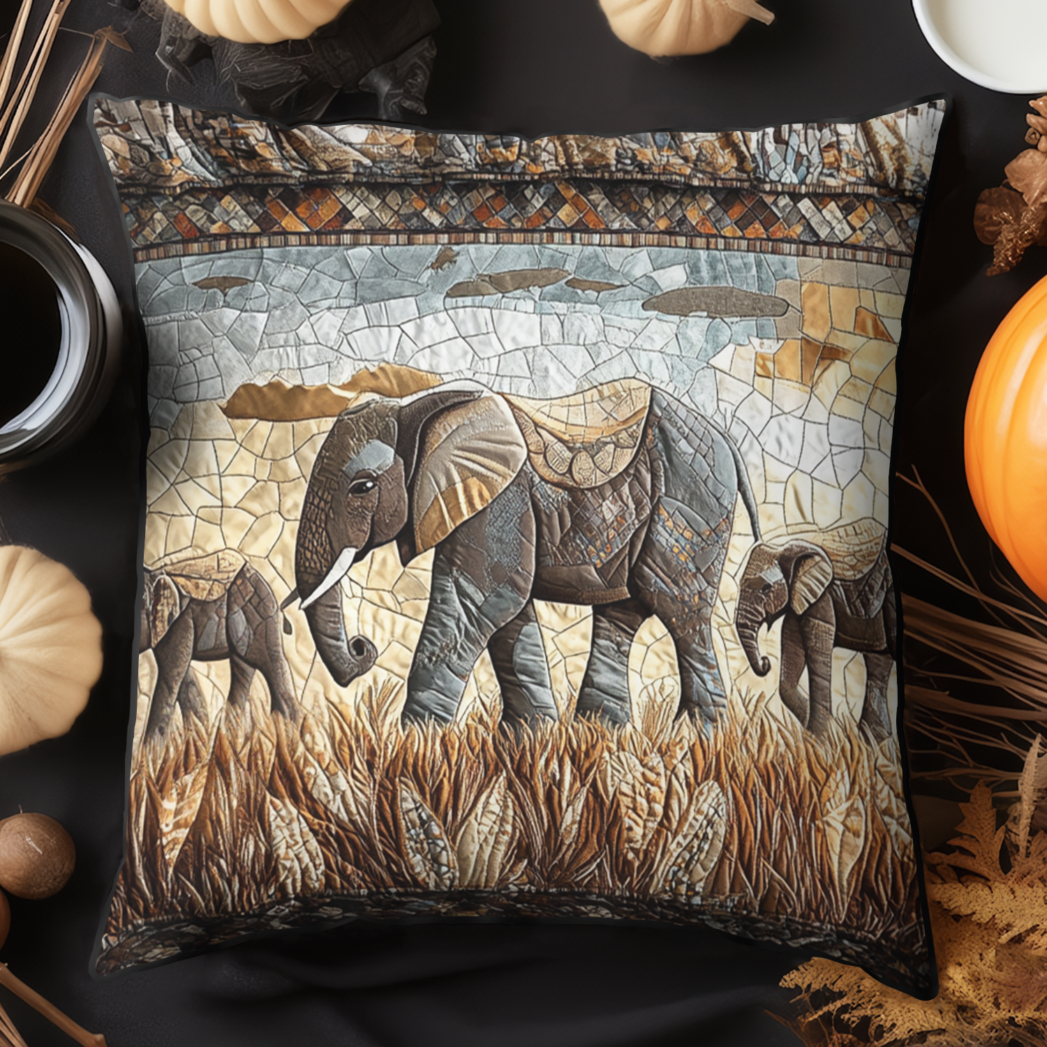 Elephant Dreams Quilted Pillow Case Throw Pillow Covers Christmas Gift For Elephant Lovers