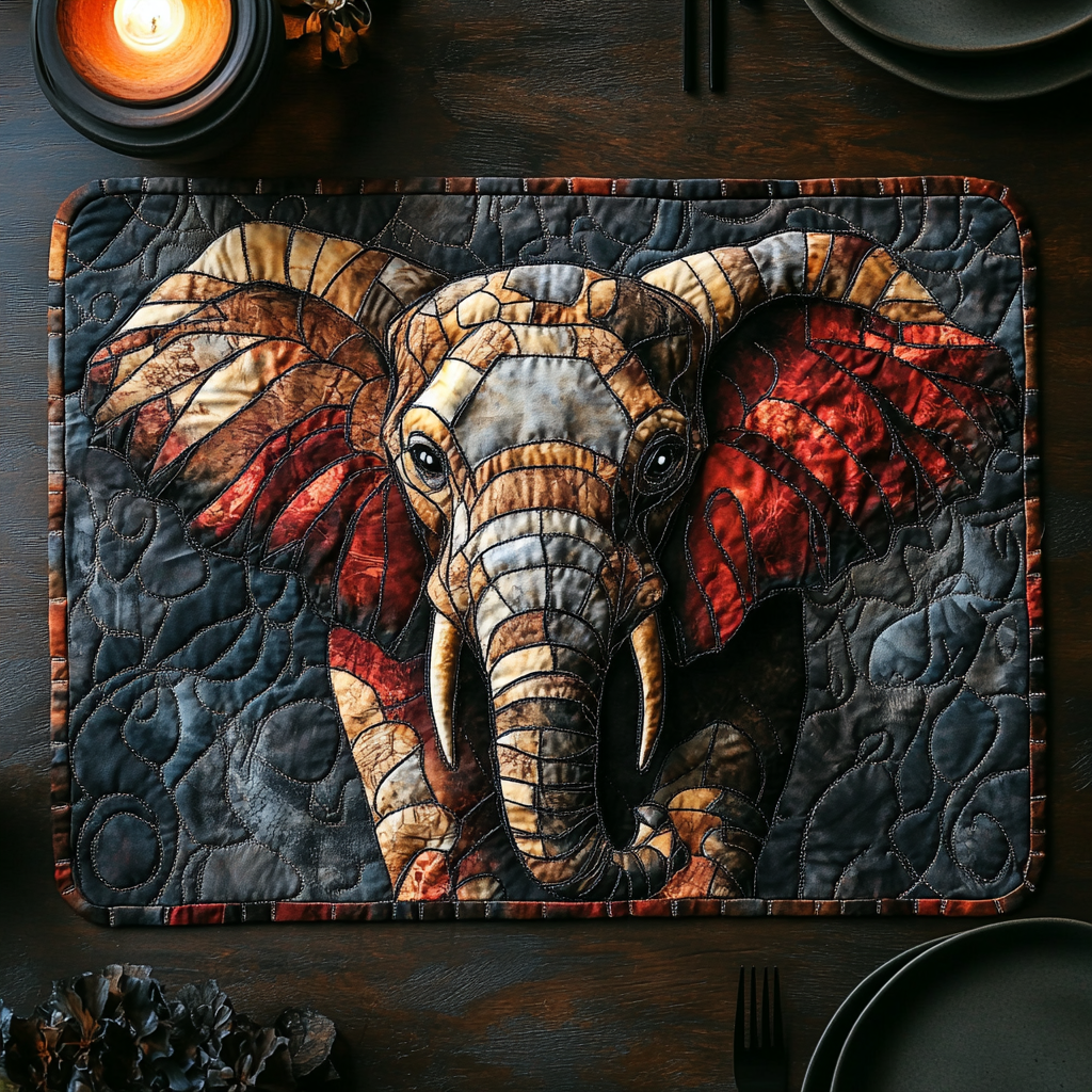 Elephant Elegance Quilted Place Mat Modern Holiday Decor Xmas Gift For Elephant Lovers