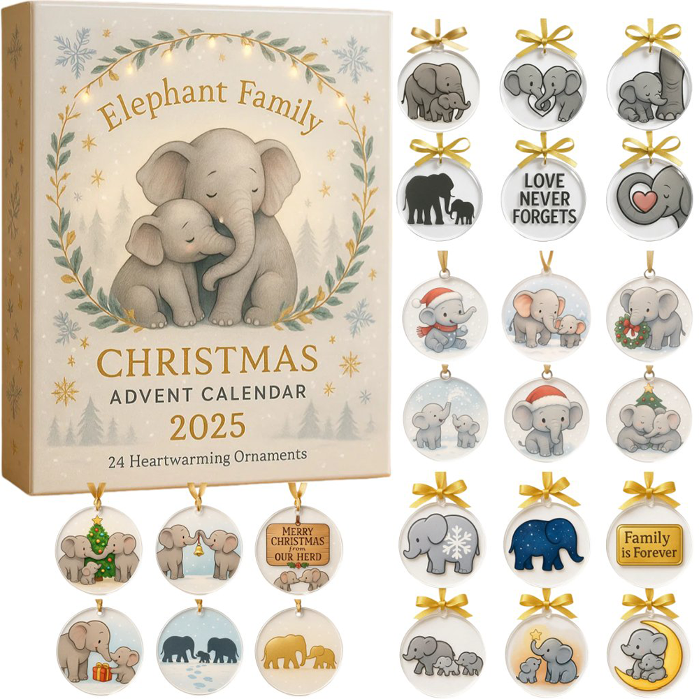 Elephant Family Christmas Advent Calendar 2025 Christmas Countdown Elephant Christmas Gifts