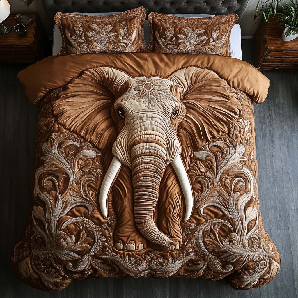 Elephant Family Quilted Bedding Set Best Christmas Duvet Cover Set Great Elephant Gifts