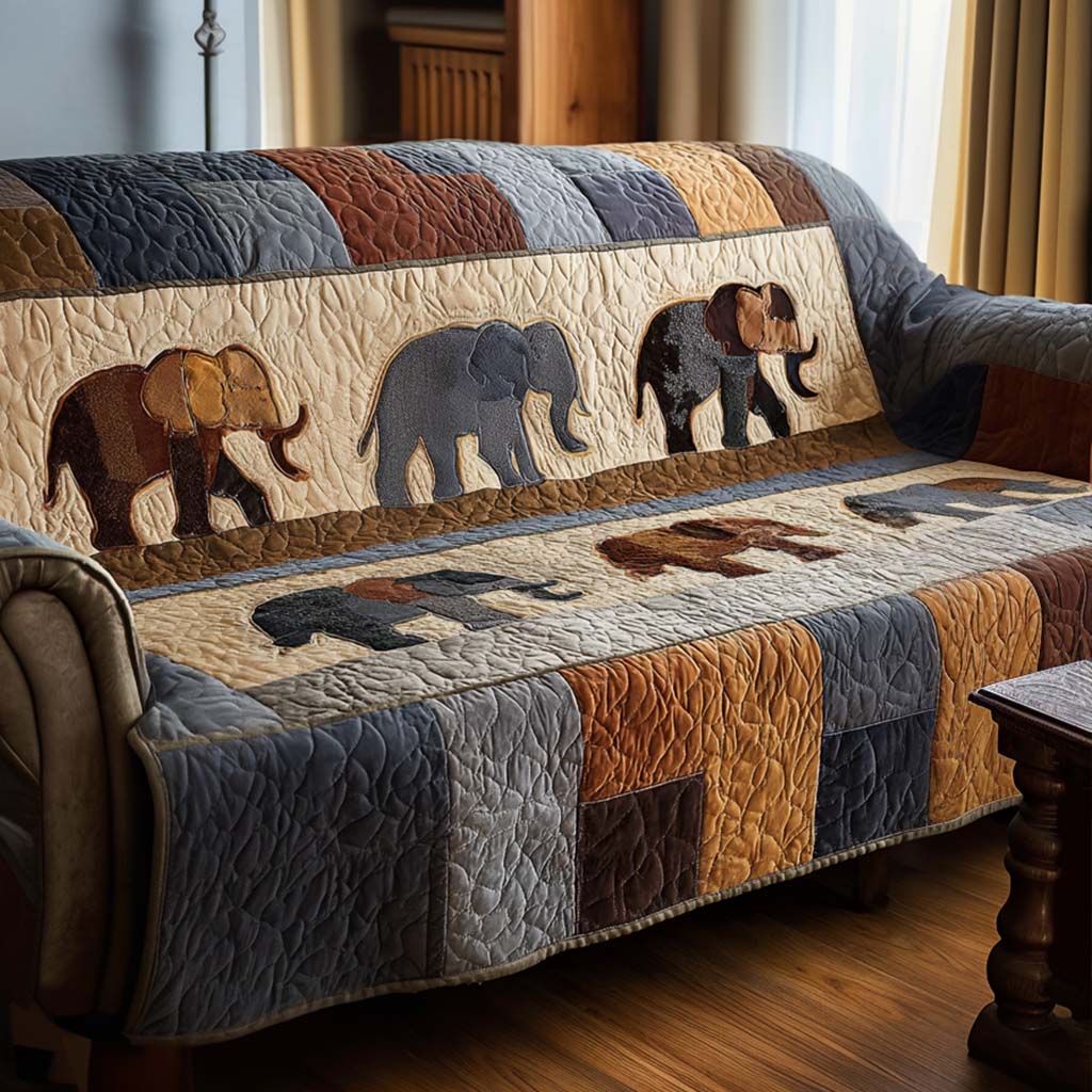 Elephant Family Quilted Sofa Cover Sofa Chaise Cover Christmas Gift Ideas For Elephant Lovers