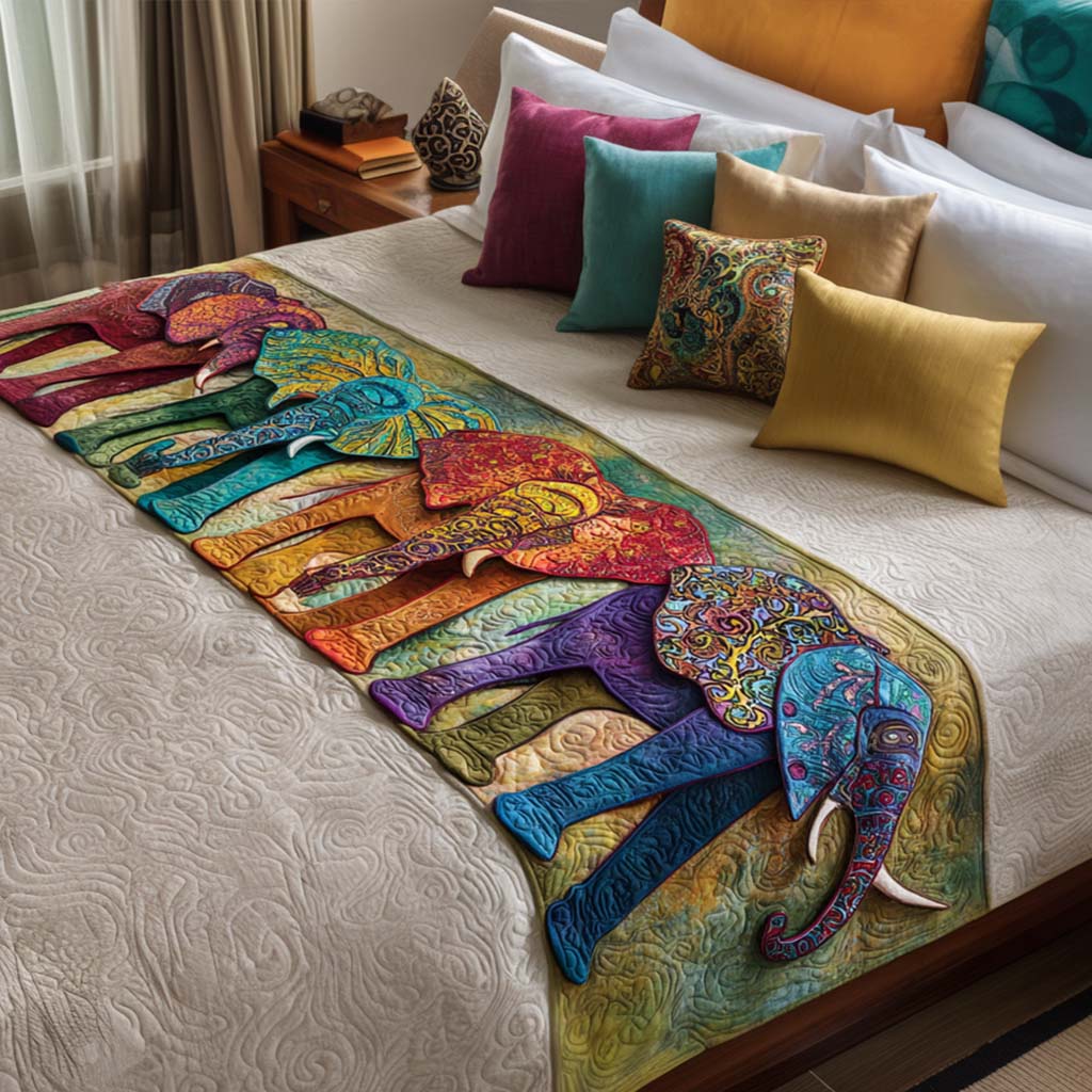 Elephant Garden Quilted Bed Runner Bed Decorations Elephant Themed Gifts