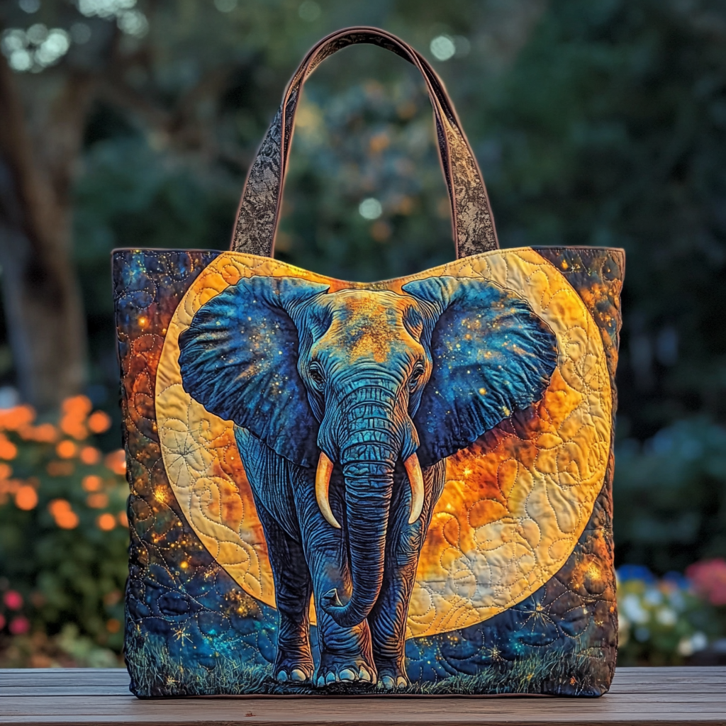 Elephant Garden Quilted Tote Bag Xmas Gift For Elephant Lovers
