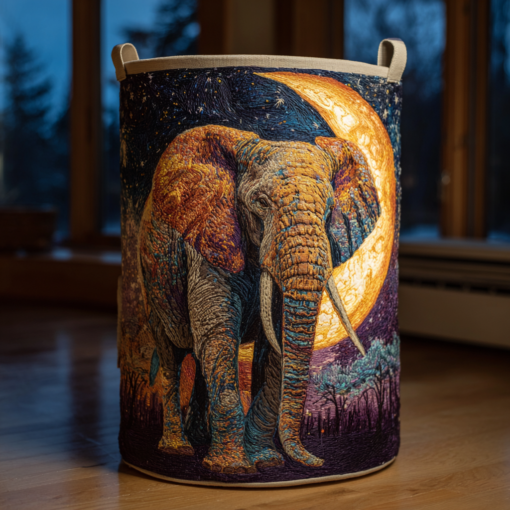 Elephant Glory Quilted Laundry Basket Birthday Merch Gift