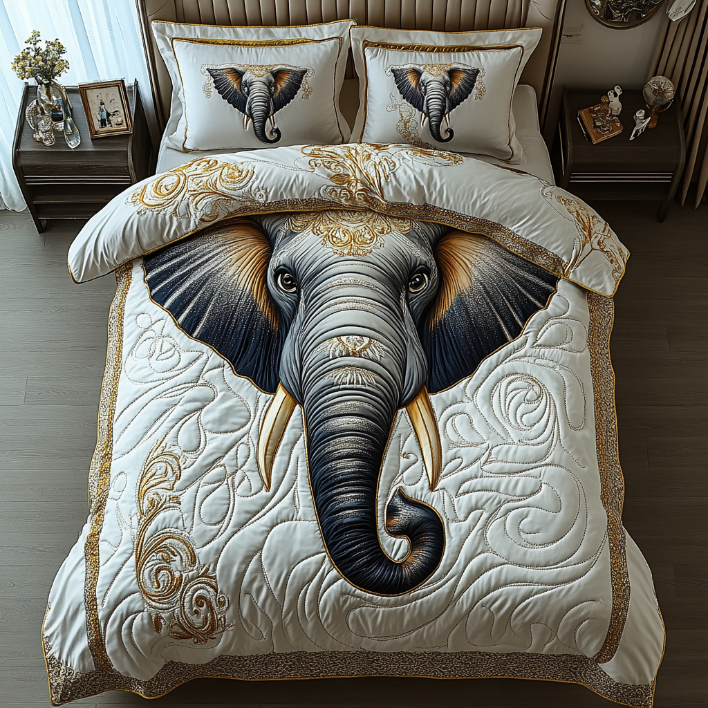 Elephant Grace Quilted Bedding Set Bedroom Decorations Unique Elephant Gifts