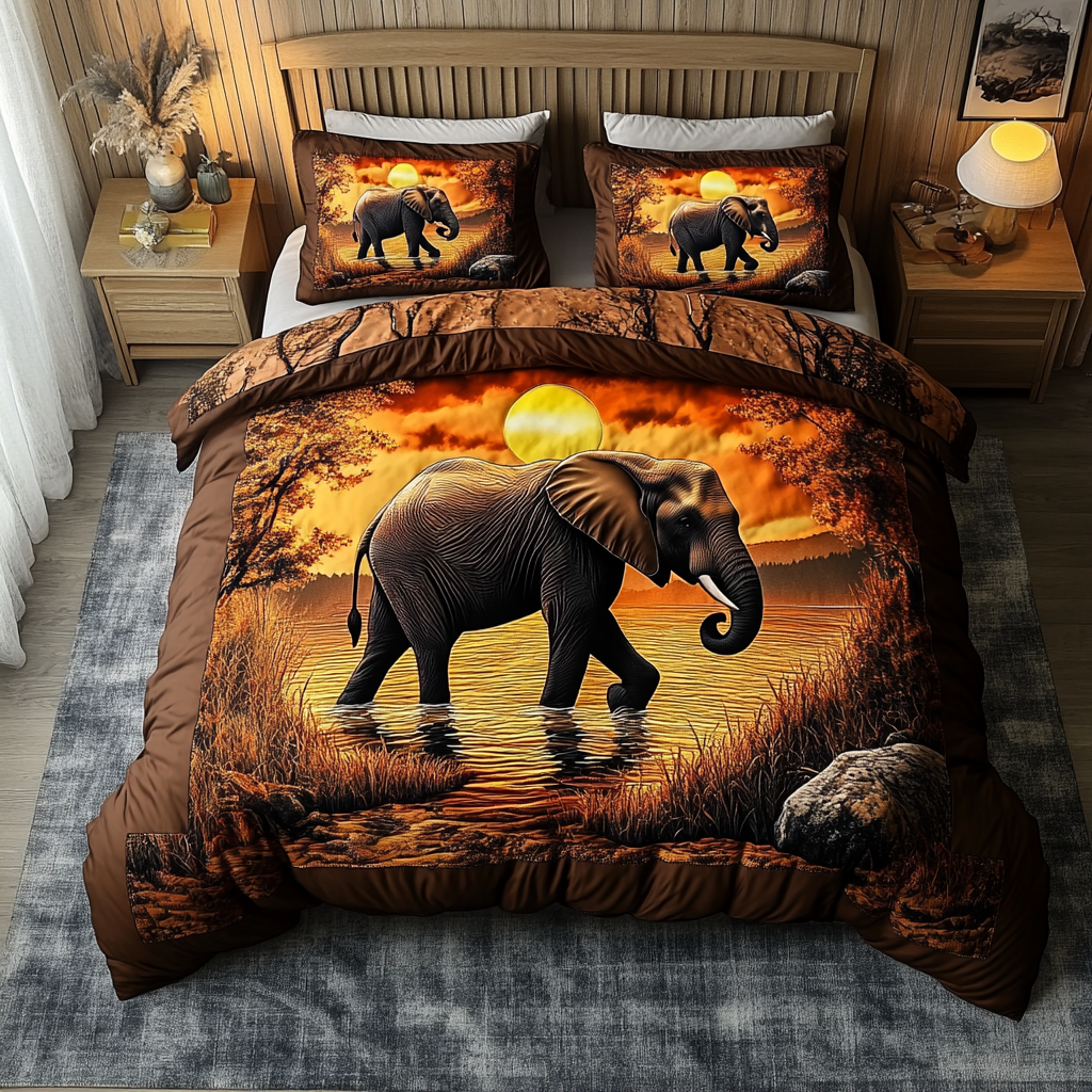 Elephant Grace Quilted Bedding Set Holiday Duvet Covers Elephant Gifts For Xmas