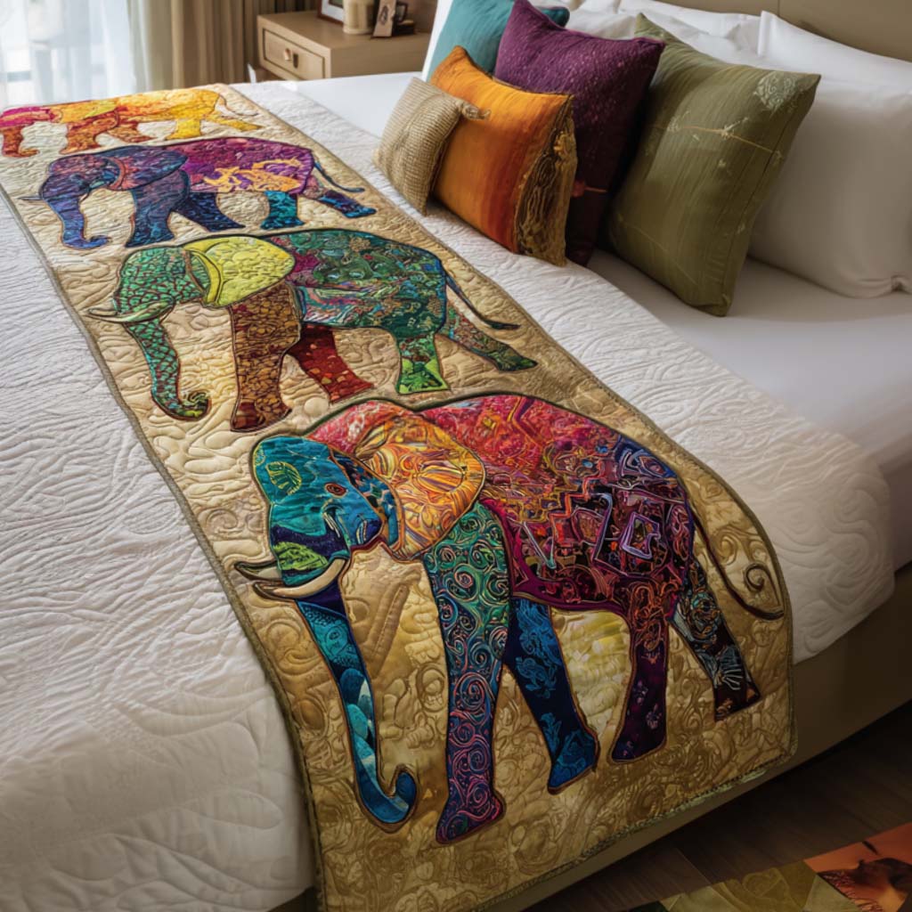 Elephant Harmony Quilted Bed Runner Bedroom Decor Ideas Best Gifts For Elephant Lovers