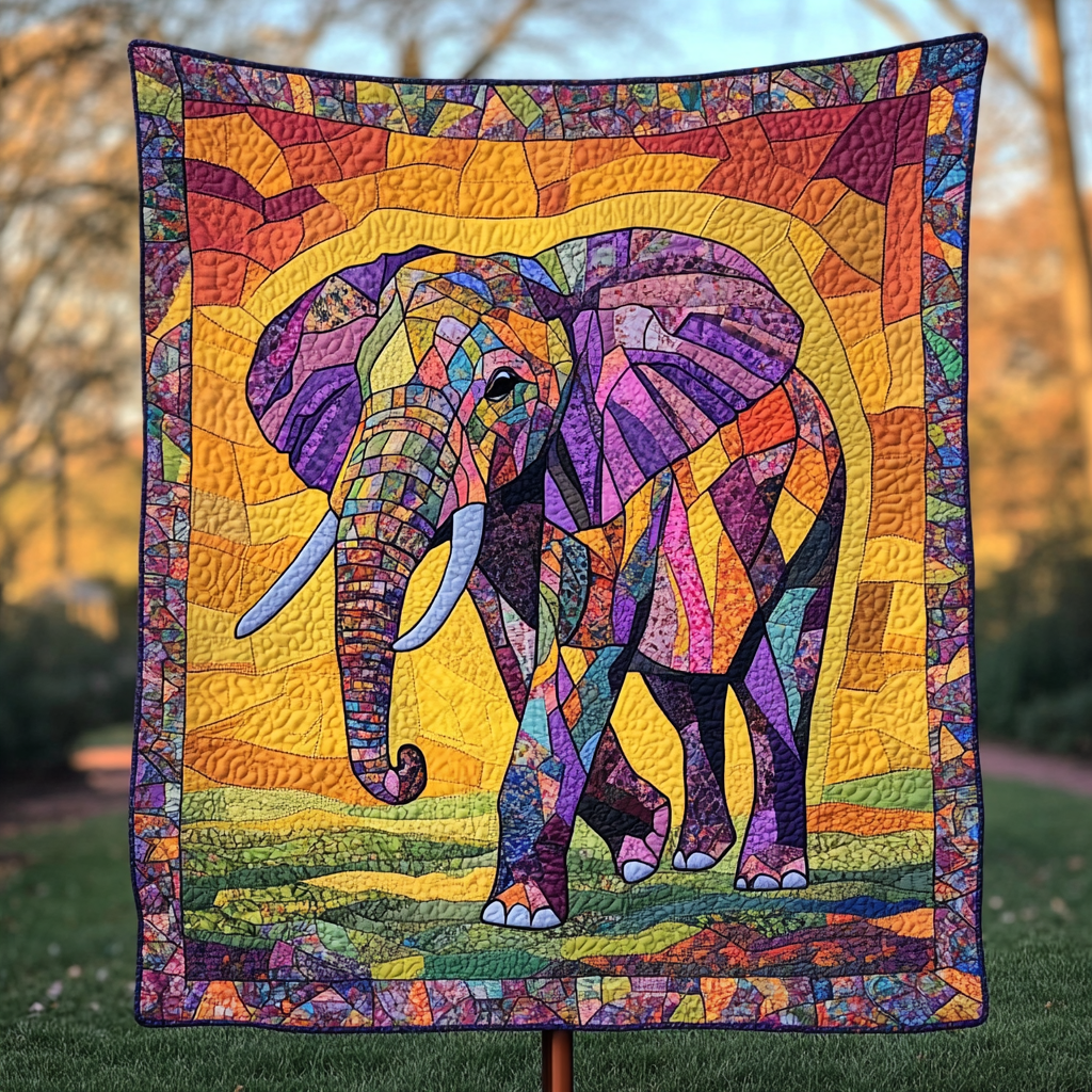 Elephant Horizon Quilted Blanket Presents For Elephant Lovers