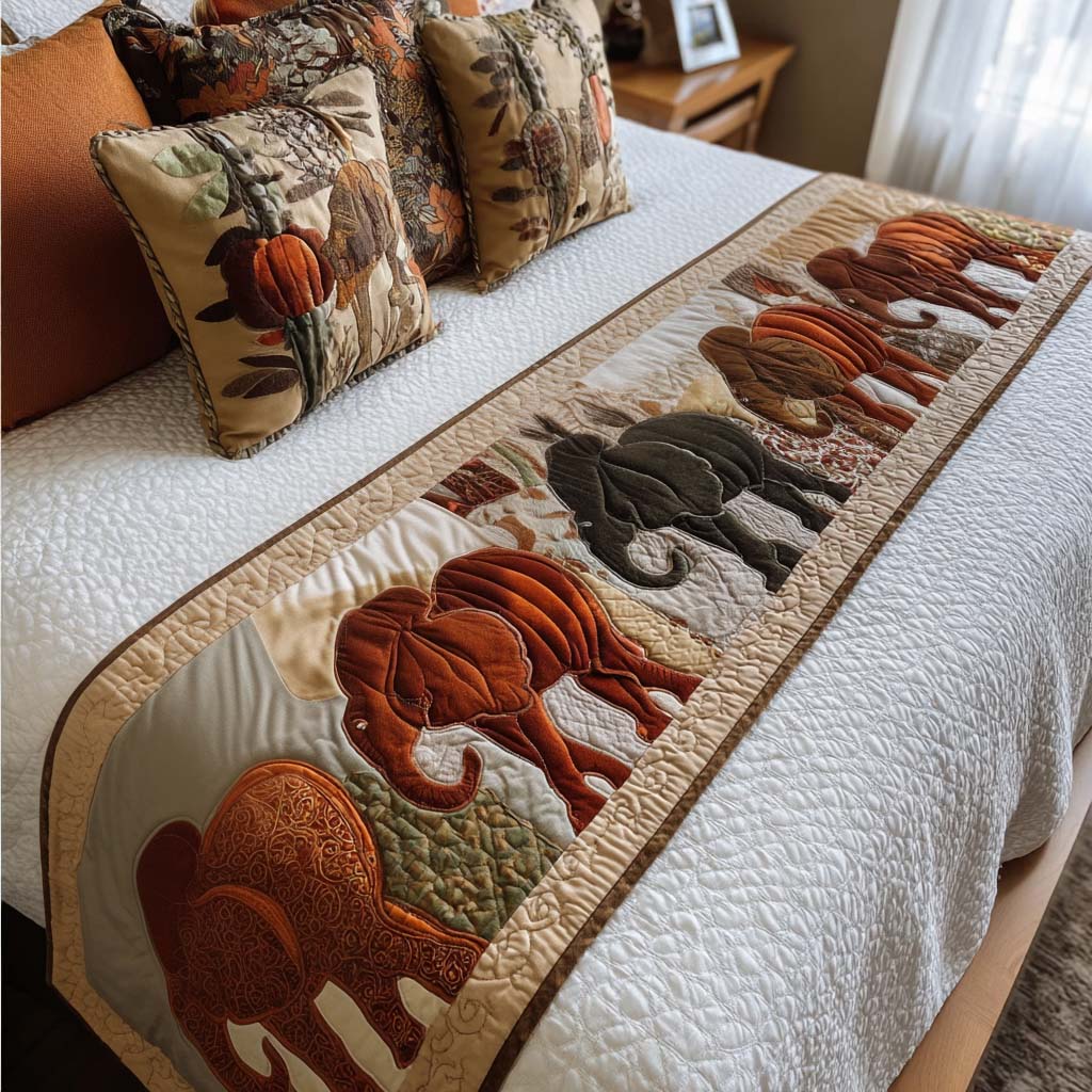 Elephant Joy Quilted Bed Runner Bed Decor Ideas Elephant Christmas Gifts