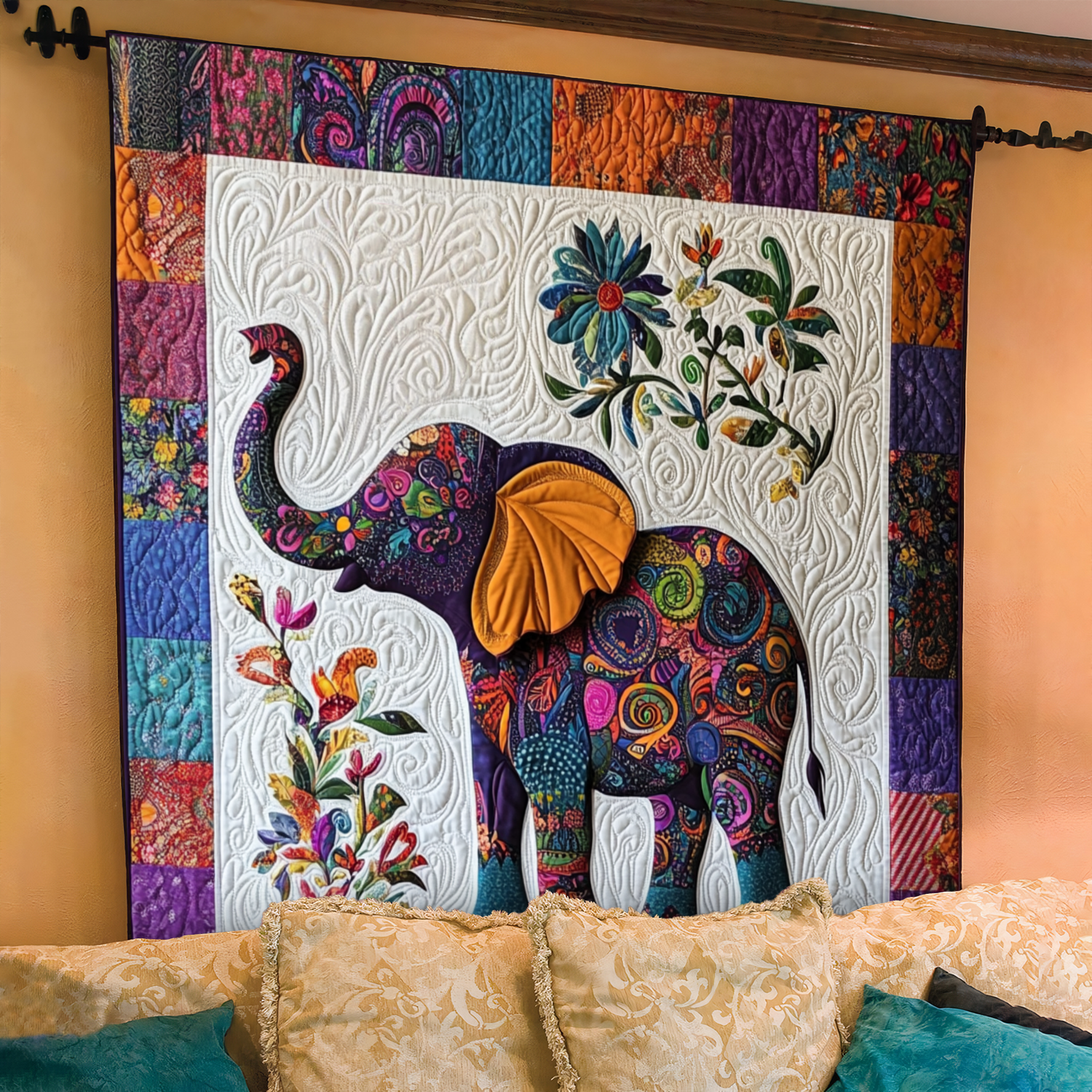Elephant Jubilee Quilted Blanket Unique Elephant Gifts