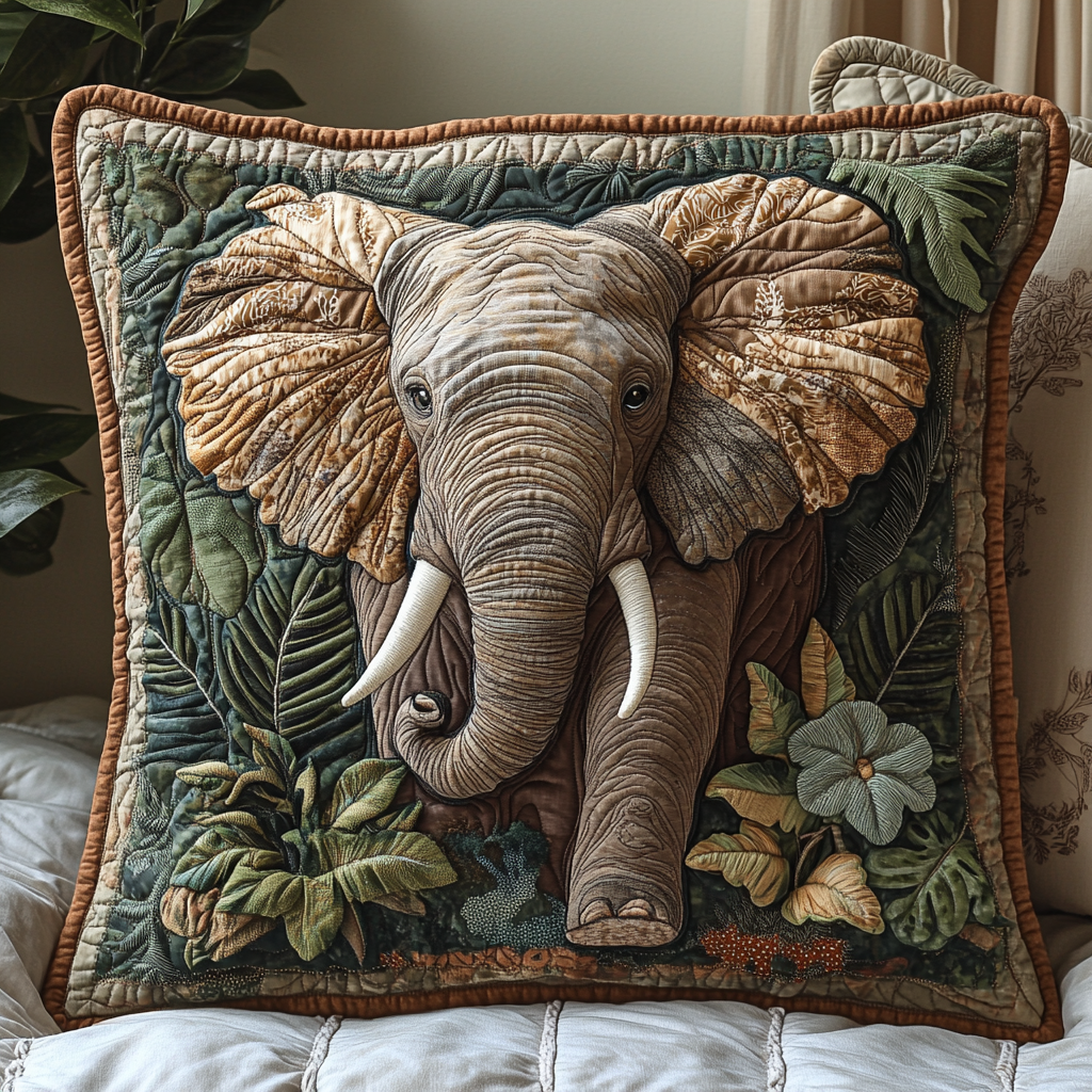 Elephant Jungle Quilted Pillow Case Decorative Pillow Cases Unique Elephant Gifts