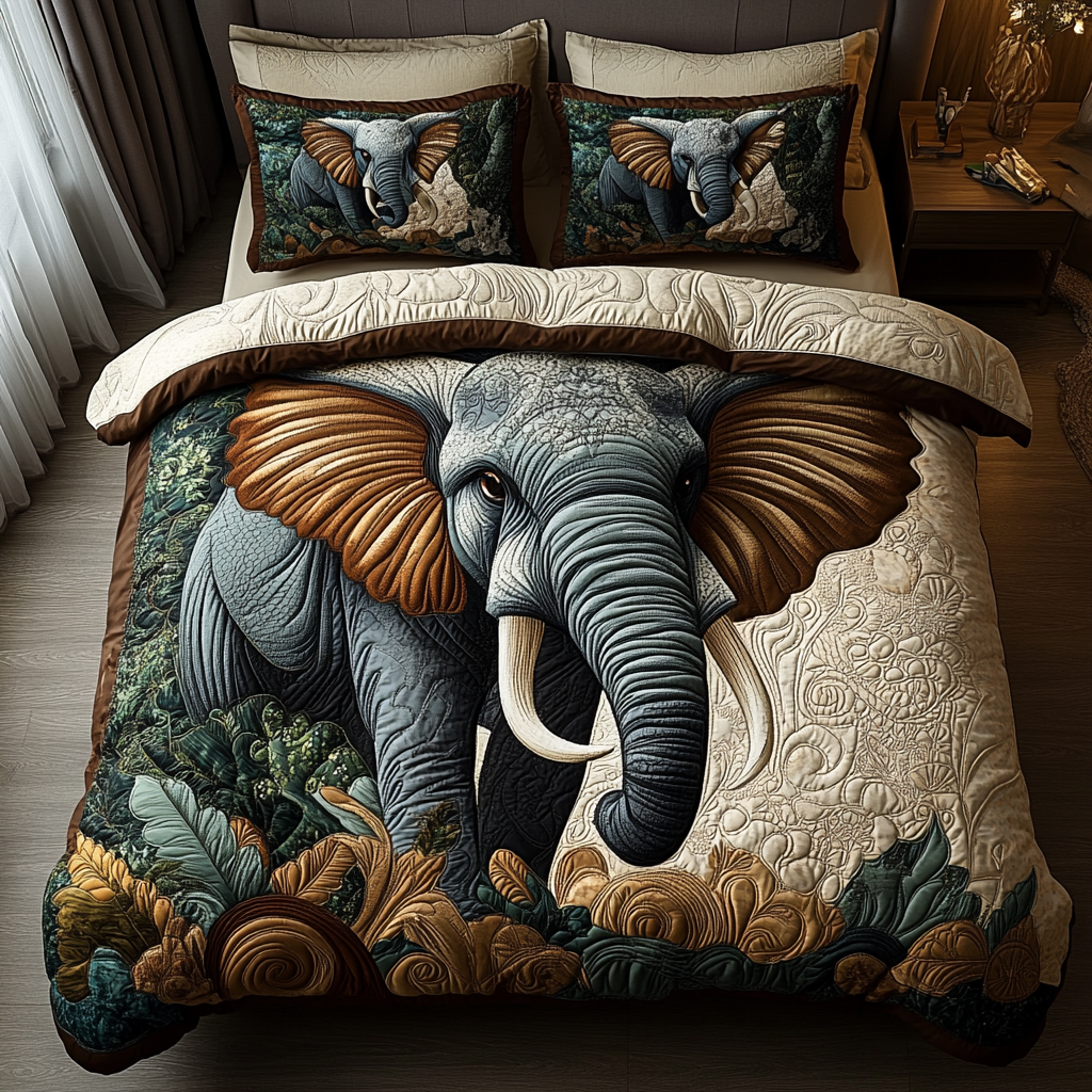Elephant Legacy Quilted Bedding Set Christmas Bed Sheets Elephant Presents For Christmas