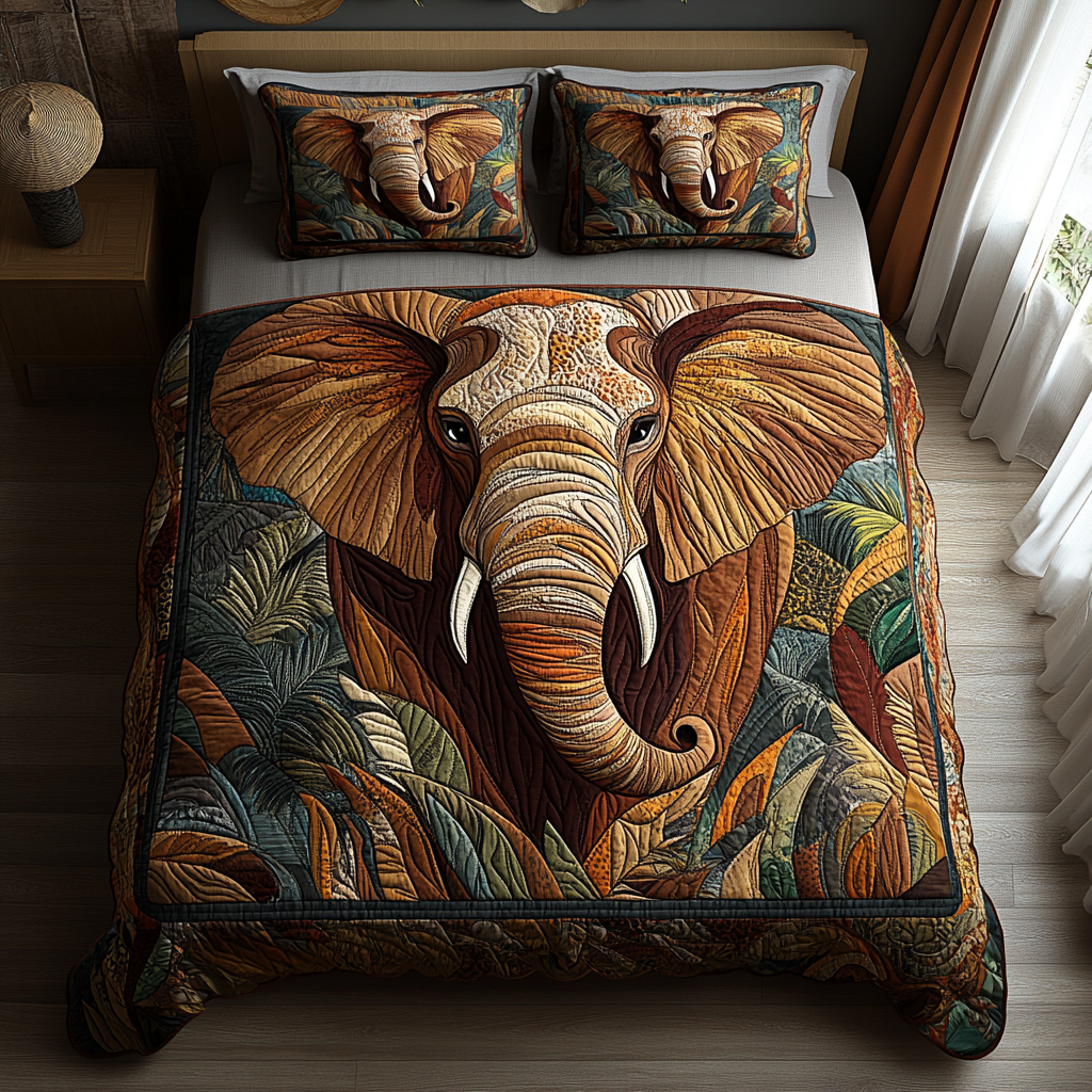 Elephant Oasis Quilted Bedding Set Christmas Bedding Sets Best Gifts For Elephant Lovers