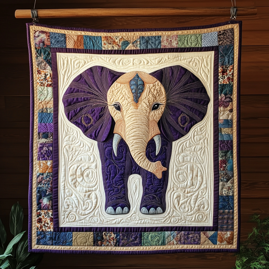 Elephant Patch Parade Quilted Blanket Elephant Gifts For Her