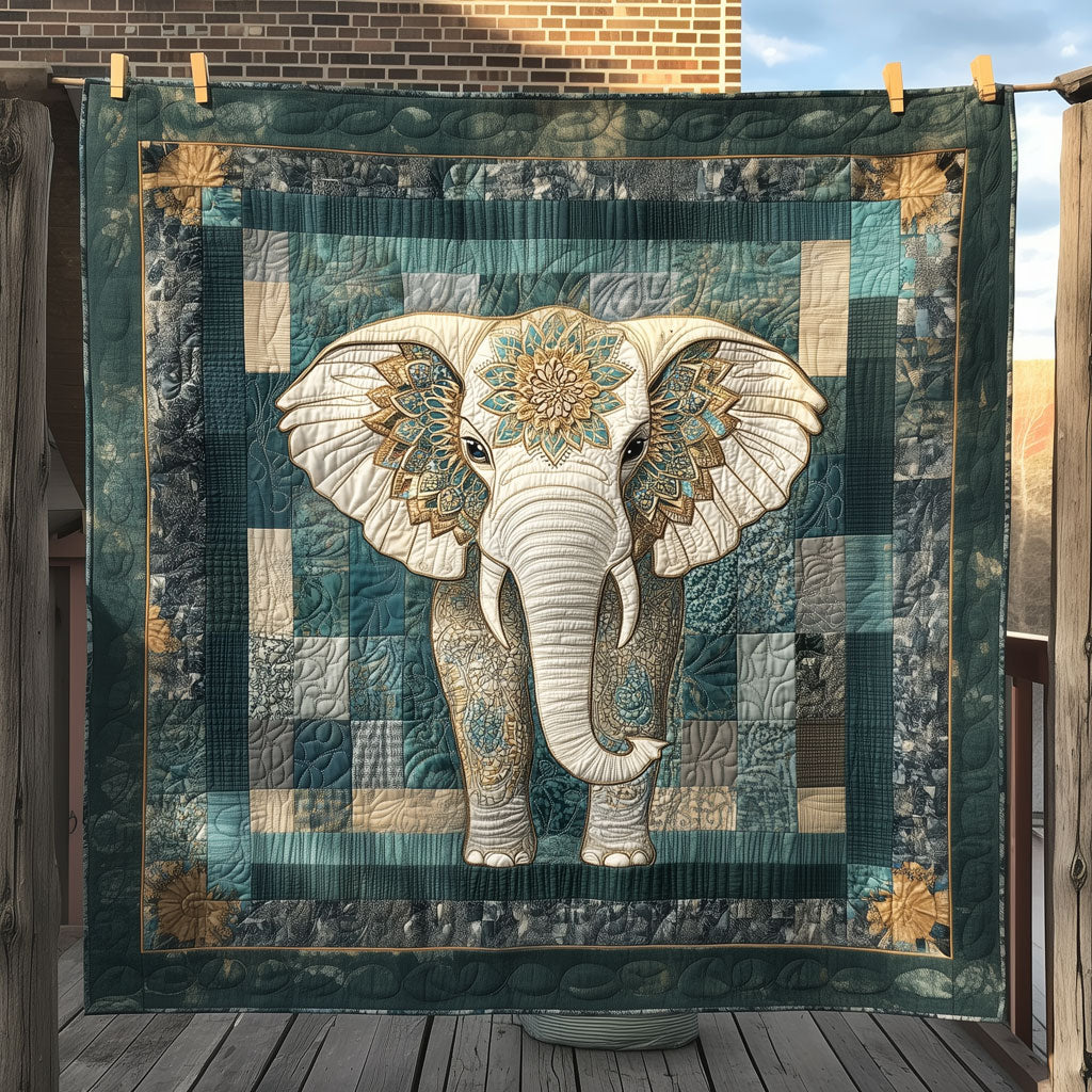 Elephant Patches of Wisdom Quilt Blanket Queen Size Blanket Birthday Gifts For Elephant Lovers
