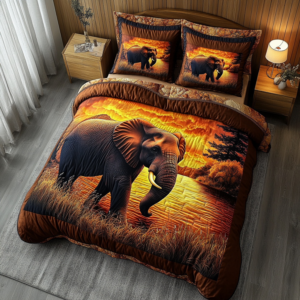 Elephant Power Quilted Bedding Set Christmas Duvet Cover Elephant Love Gifts For Her