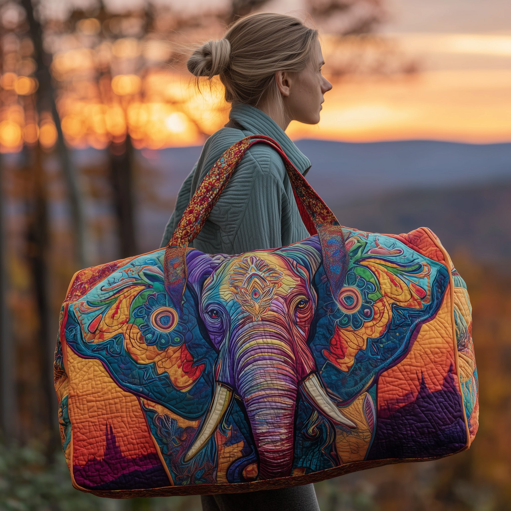 Elephant Quilted Duffle Bag Compact And Spacious