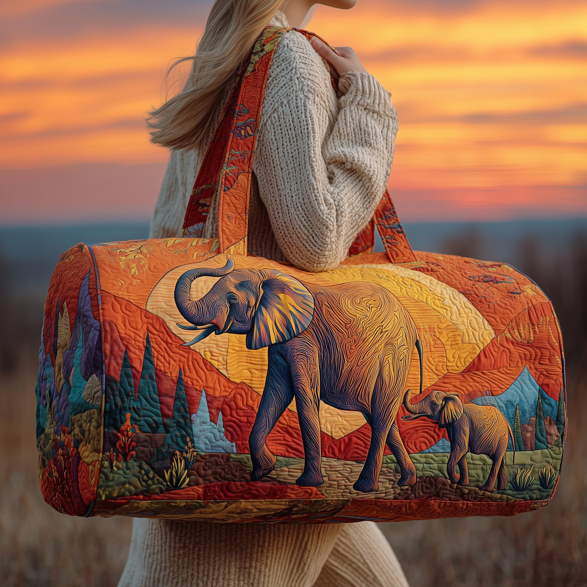 Elephant Quilted Duffle Bag Daily Essentials Organizer