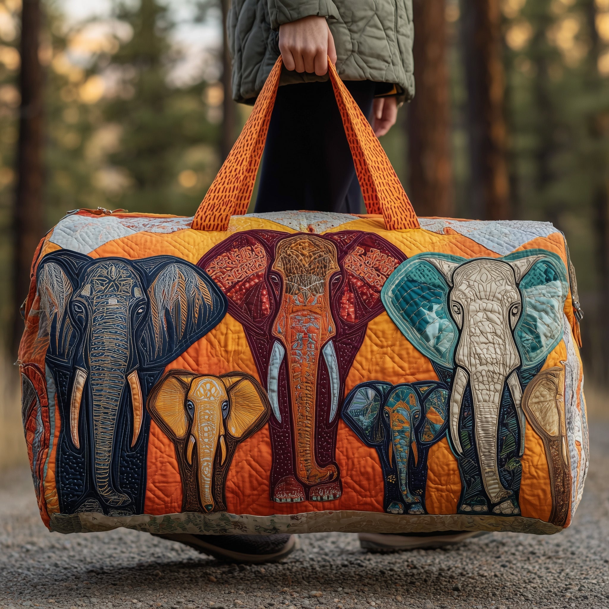 Elephant Quilted Duffle Bag For Office And Campus