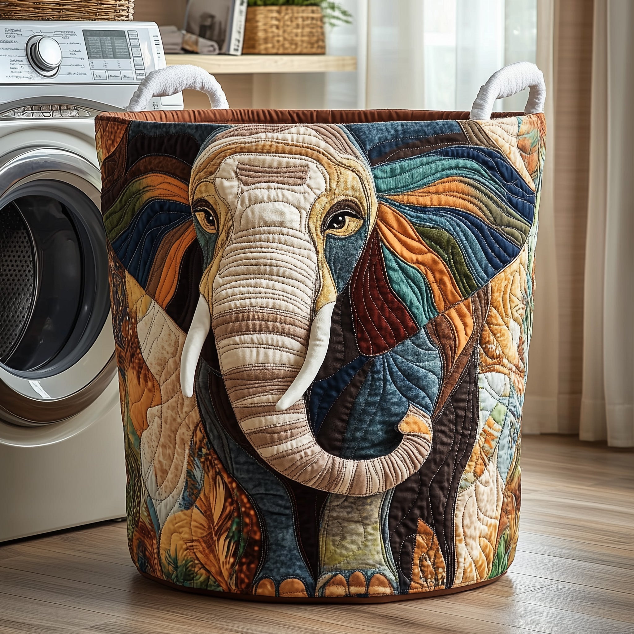 Elephant Quilted Laundry Basket Animal Lovers Presents