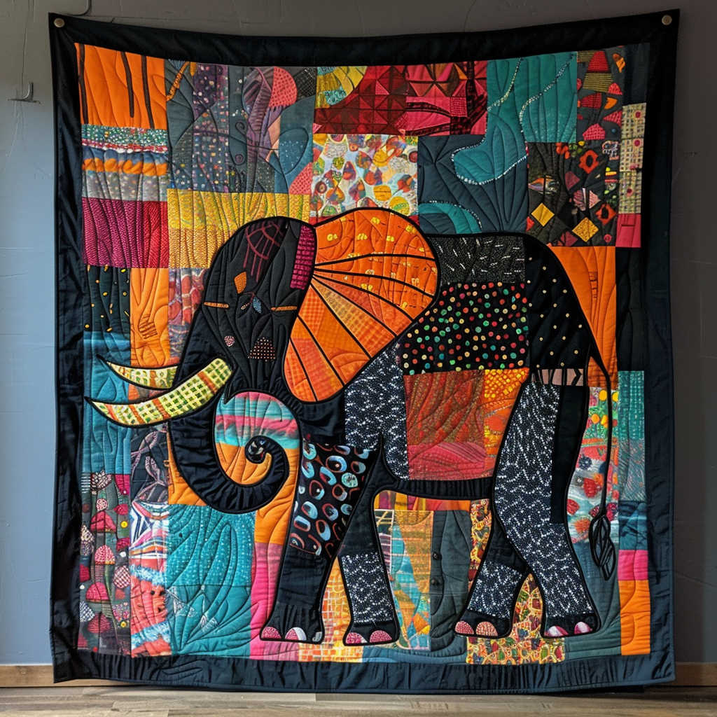 Elephant Rainbow Harmony Quilted Blanket Presents For Elephant Lovers
