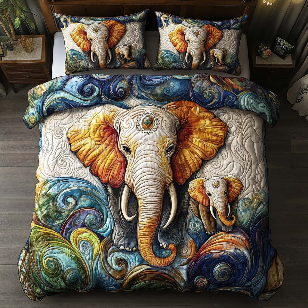 Elephant Rustic Charm Quilted Bedding Set Best Comforter Sets Elephant Lover Gift