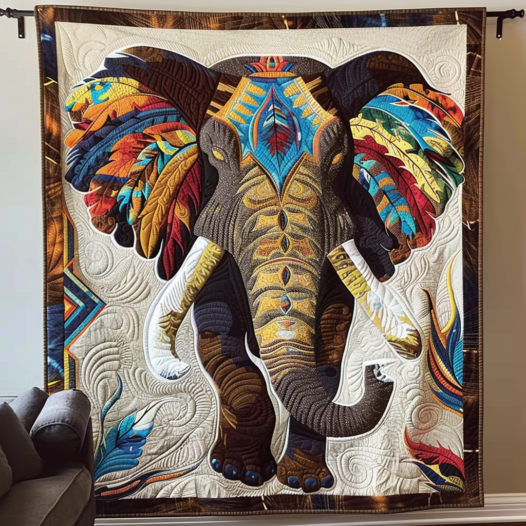 Elephant Spirit Quilted Blanket Christmas Bedroom Decor Gift For Elephant Lovers