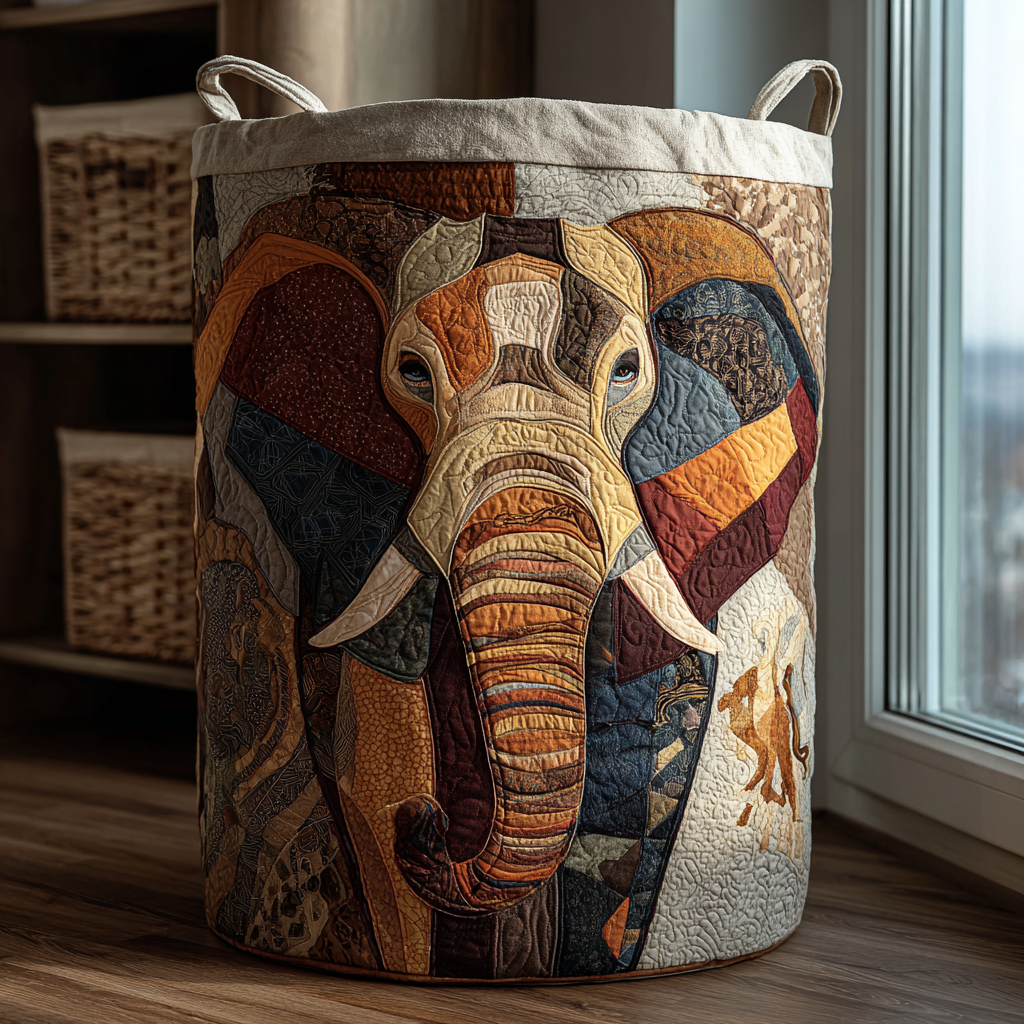 Elephant Spirit Quilted Laundry Basket Perfect Birthday Gift Idea