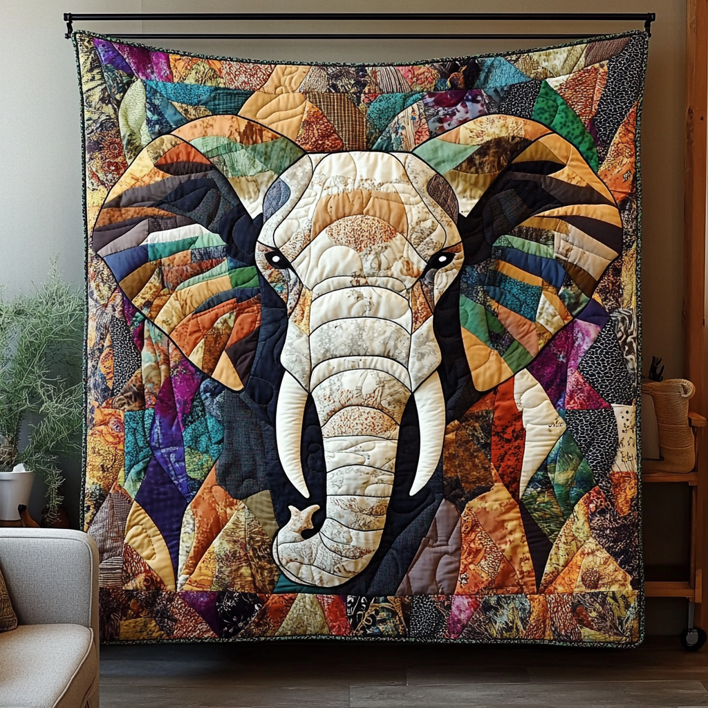 Elephant Spirit Rising Quilted Blanket Gift For Elephant Lover